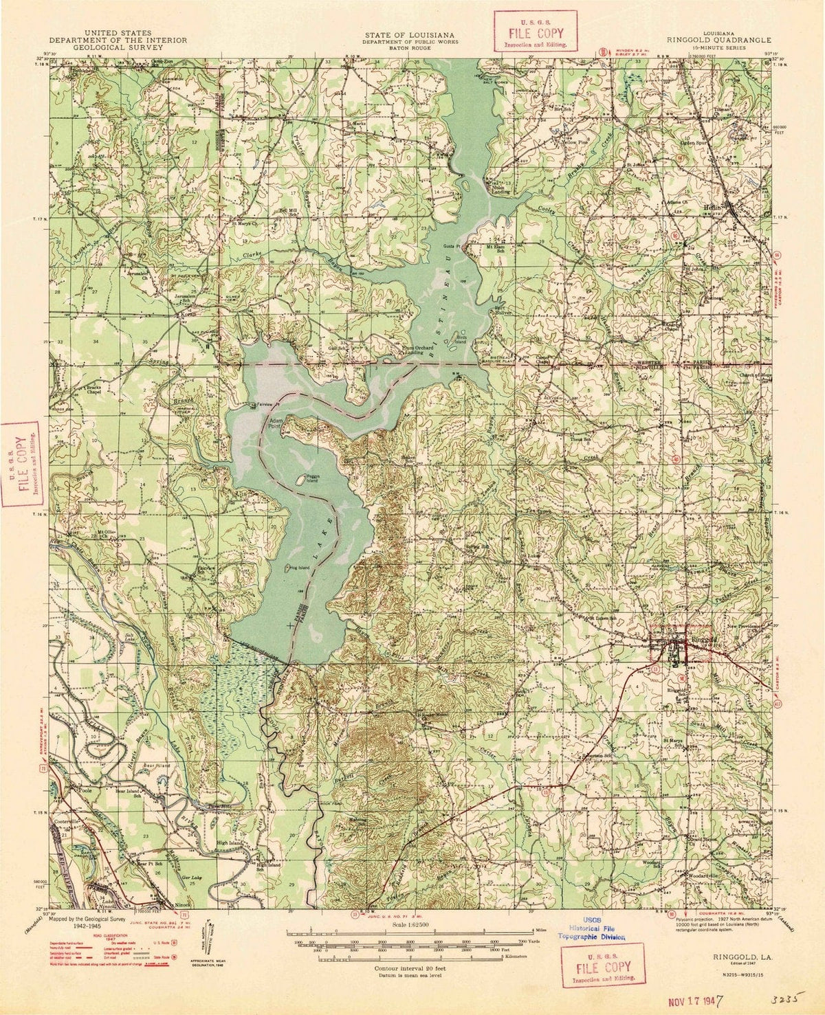 1947 Ringgold, LA - Louisiana - USGS Topographic Map