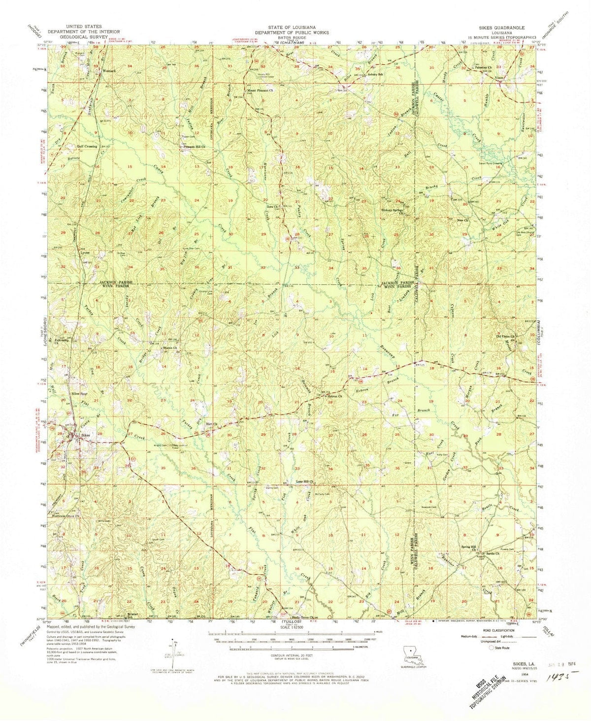 1954 Sikes, LA - Louisiana - USGS Topographic Map