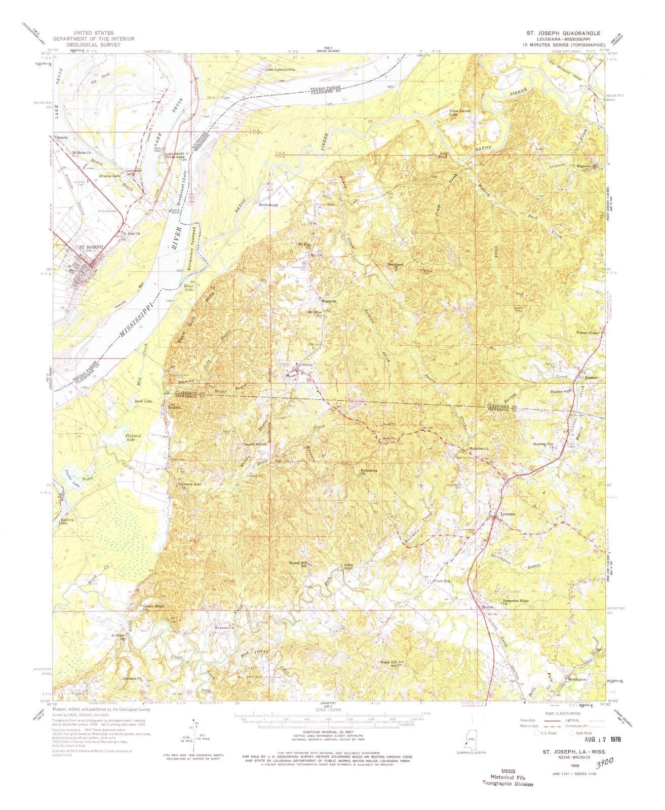 1958 St. Joseph, LA - Louisiana - USGS Topographic Map