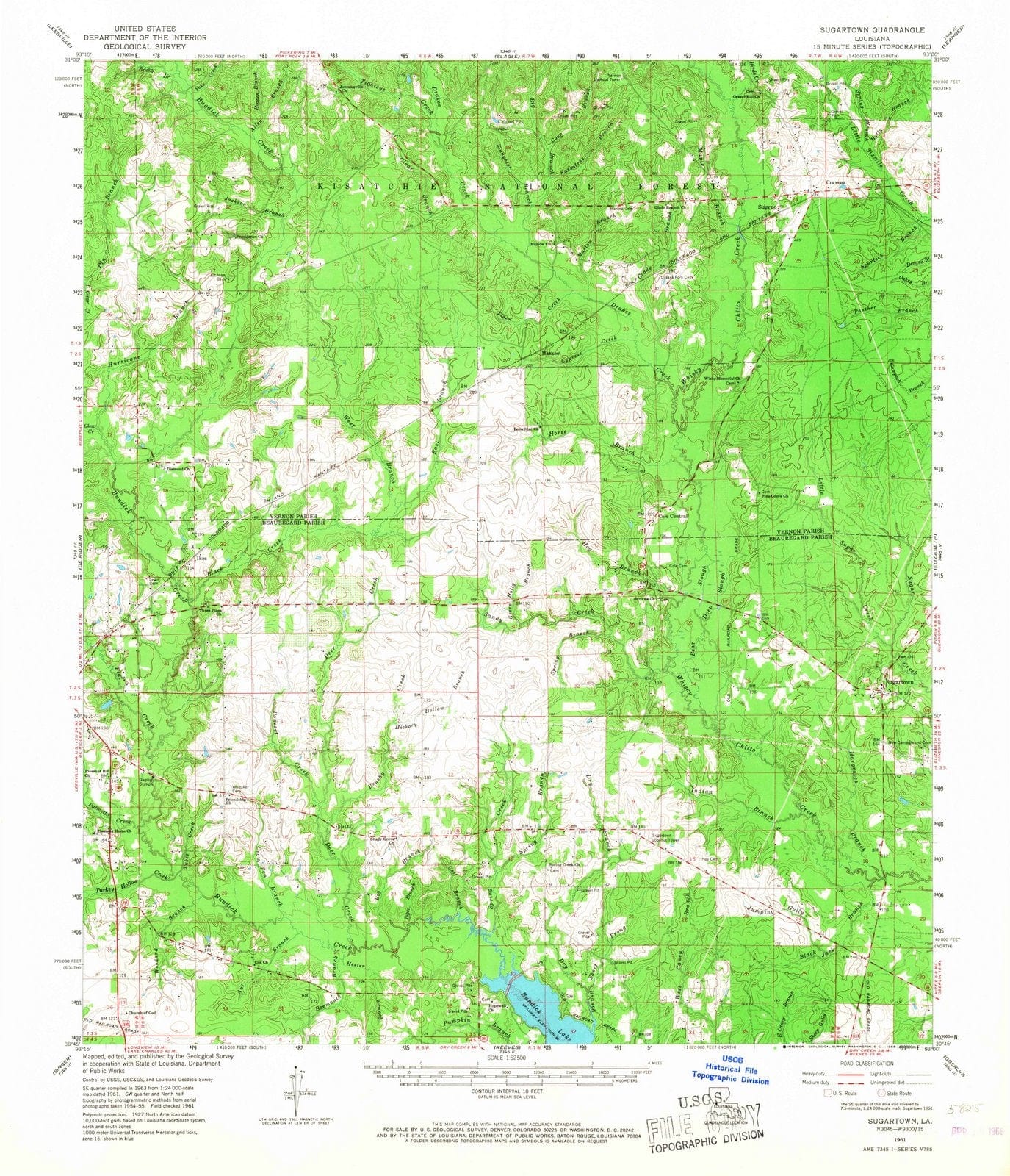 1961 Sugartown, LA - Louisiana - USGS Topographic Map