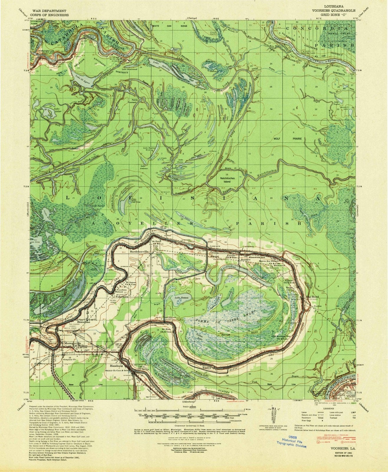 1941 Voorhies, LA - Louisiana - USGS Topographic Map