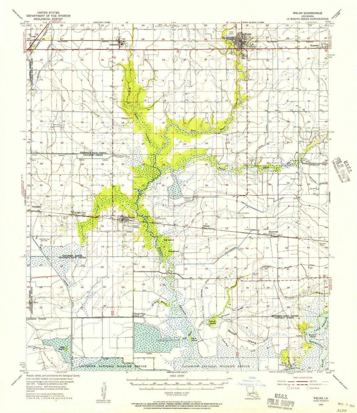 1955 Welsh, LA - Louisiana - USGS Topographic Map