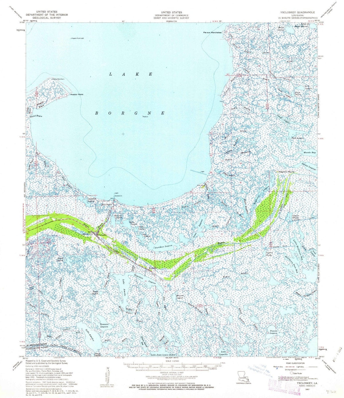 1957 Yscloskey, LA - Louisiana - USGS Topographic Map