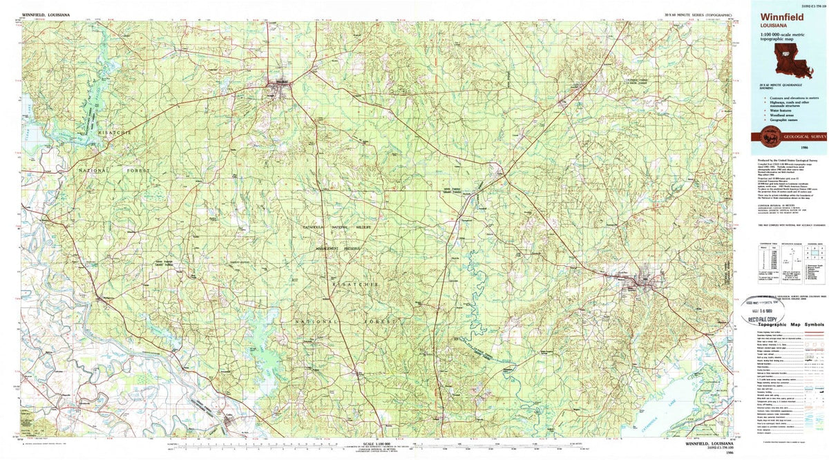 1986 Winnfield, LA - Louisiana - USGS Topographic Map