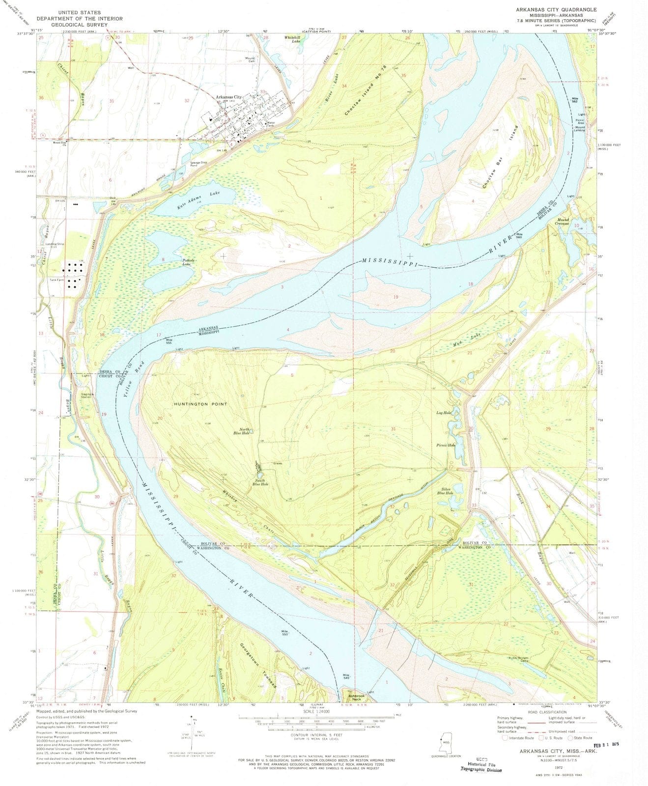 1972 Arkansas City, AR - Arkansas - USGS Topographic Map