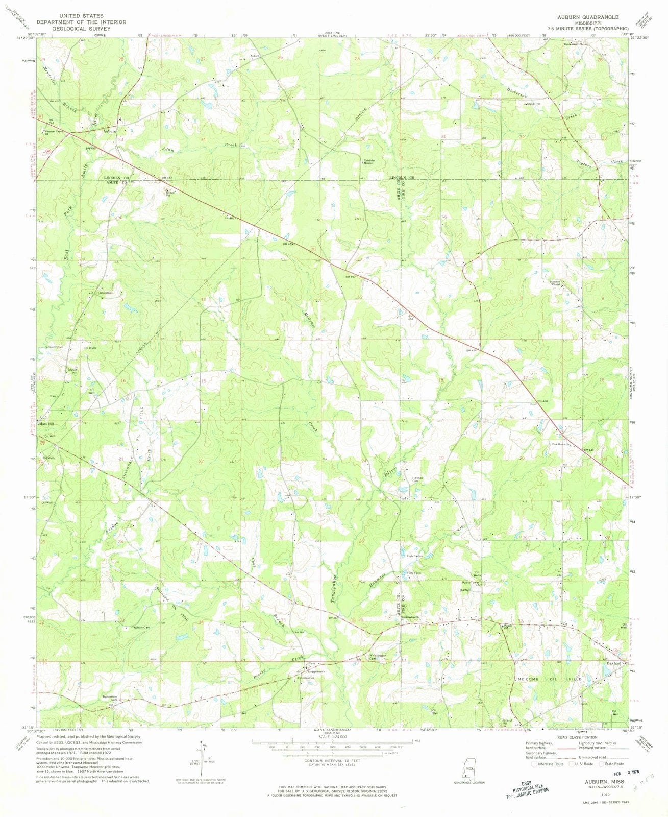 1972 Auburn, MS - Mississippi - USGS Topographic Map