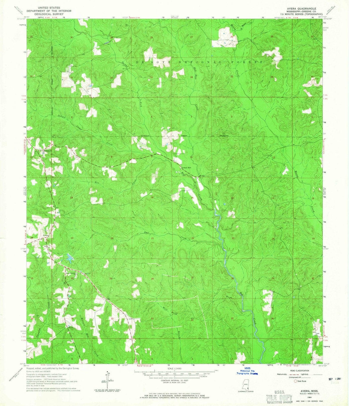 1964 Avera, MS - Mississippi - USGS Topographic Map