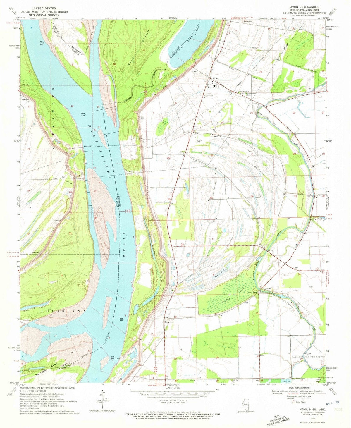 1970 Avon, MS - Mississippi - USGS Topographic Map