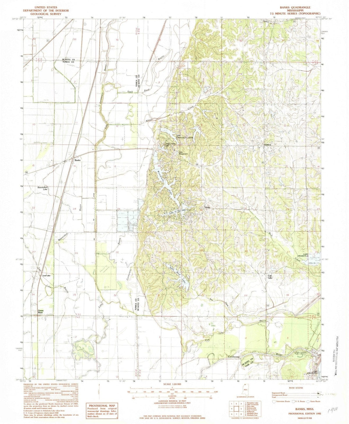 1982 Banks, MS - Mississippi - USGS Topographic Map