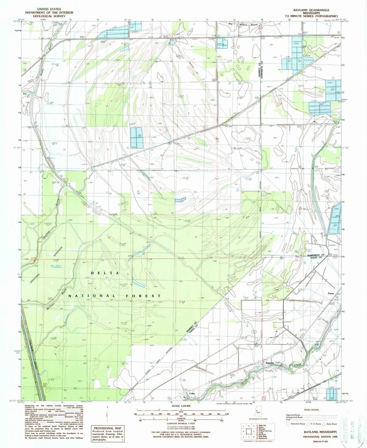 1988 Bayland, MS - Mississippi - USGS Topographic Map