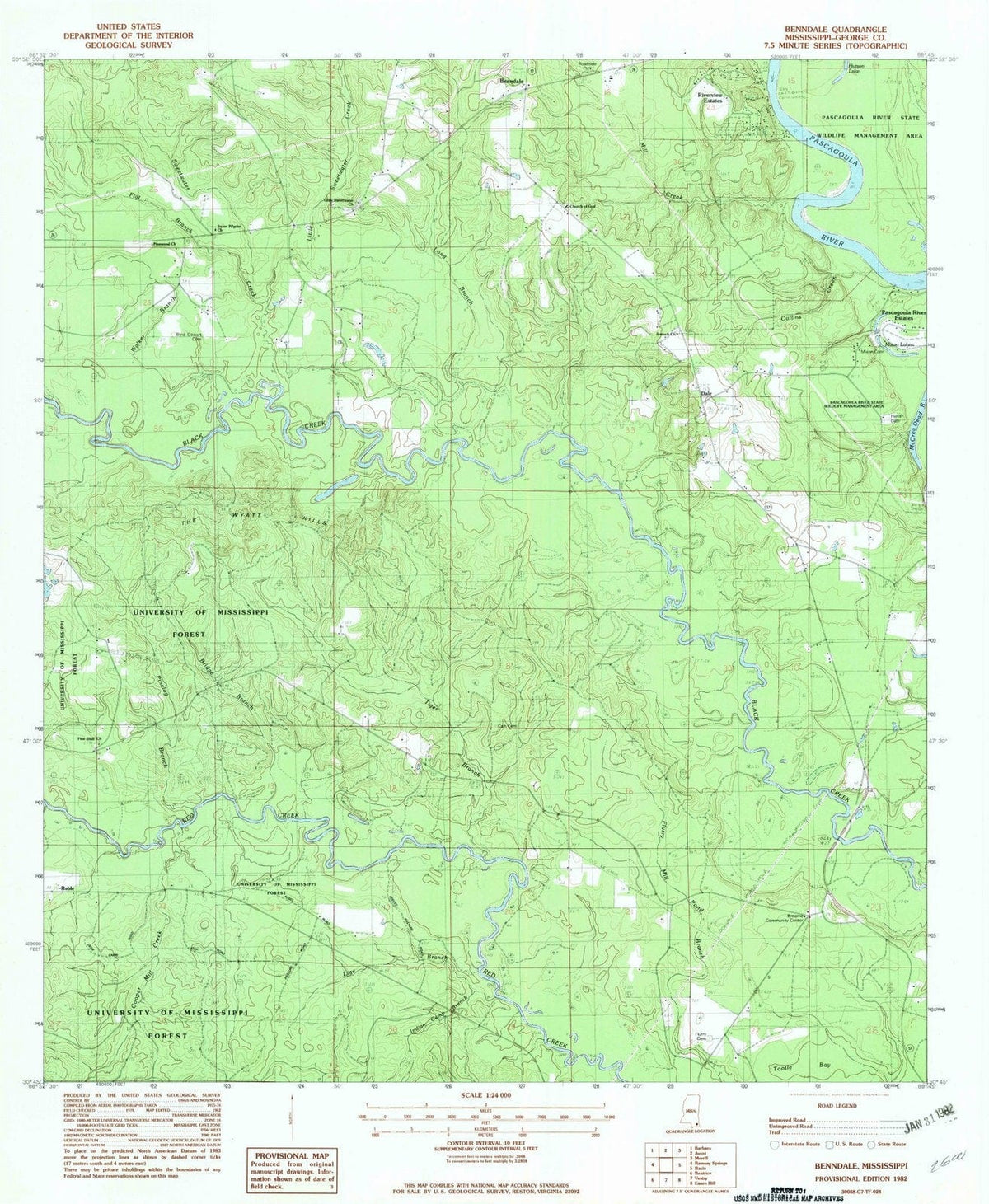 1982 Benndale, MS - Mississippi - USGS Topographic Map
