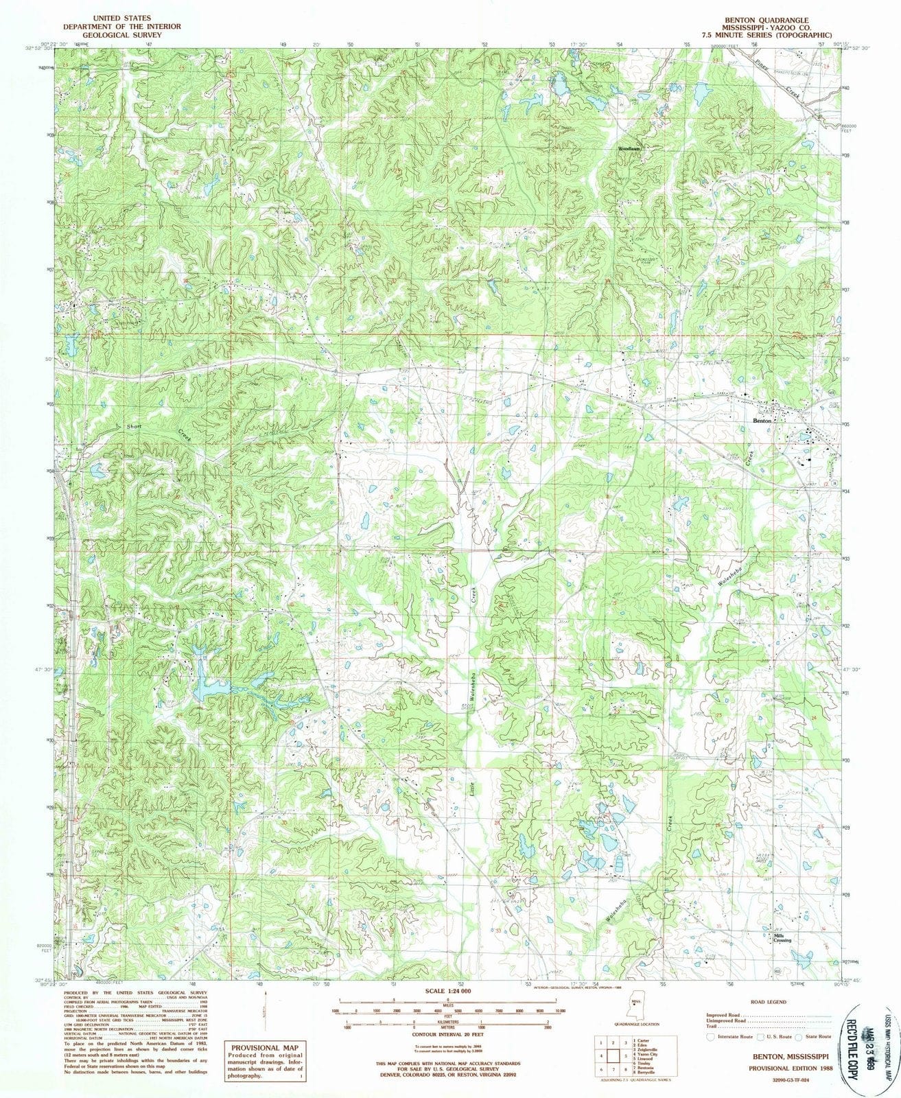 1988 Benton, MS - Mississippi - USGS Topographic Map