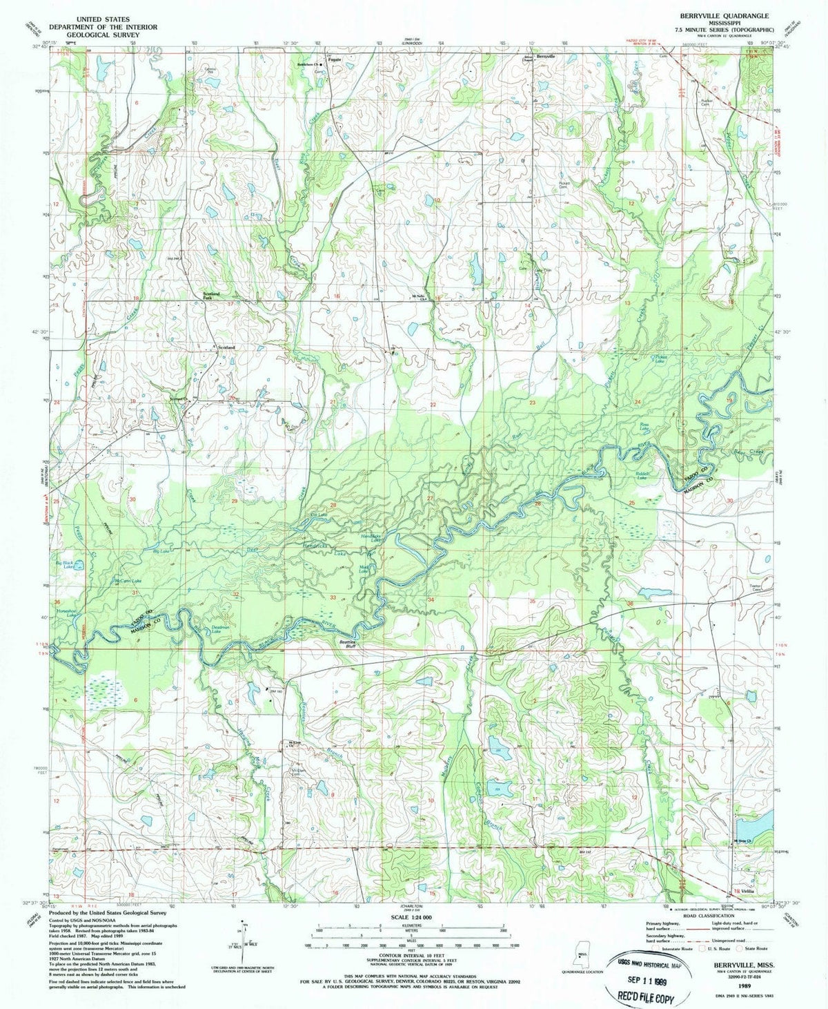 1989 Berryville, MS - Mississippi - USGS Topographic Map