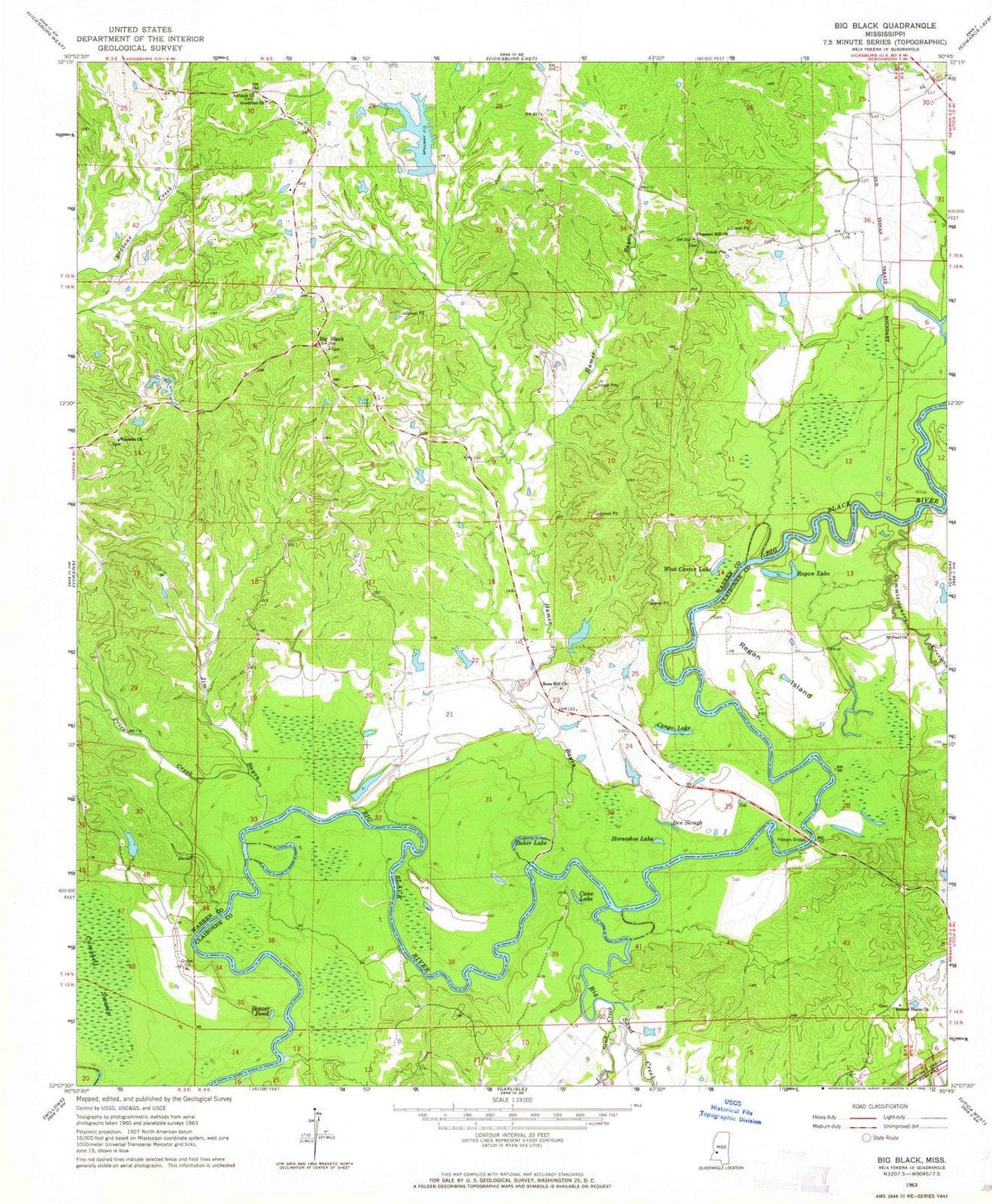 1963 Big Black, MS - Mississippi - USGS Topographic Map