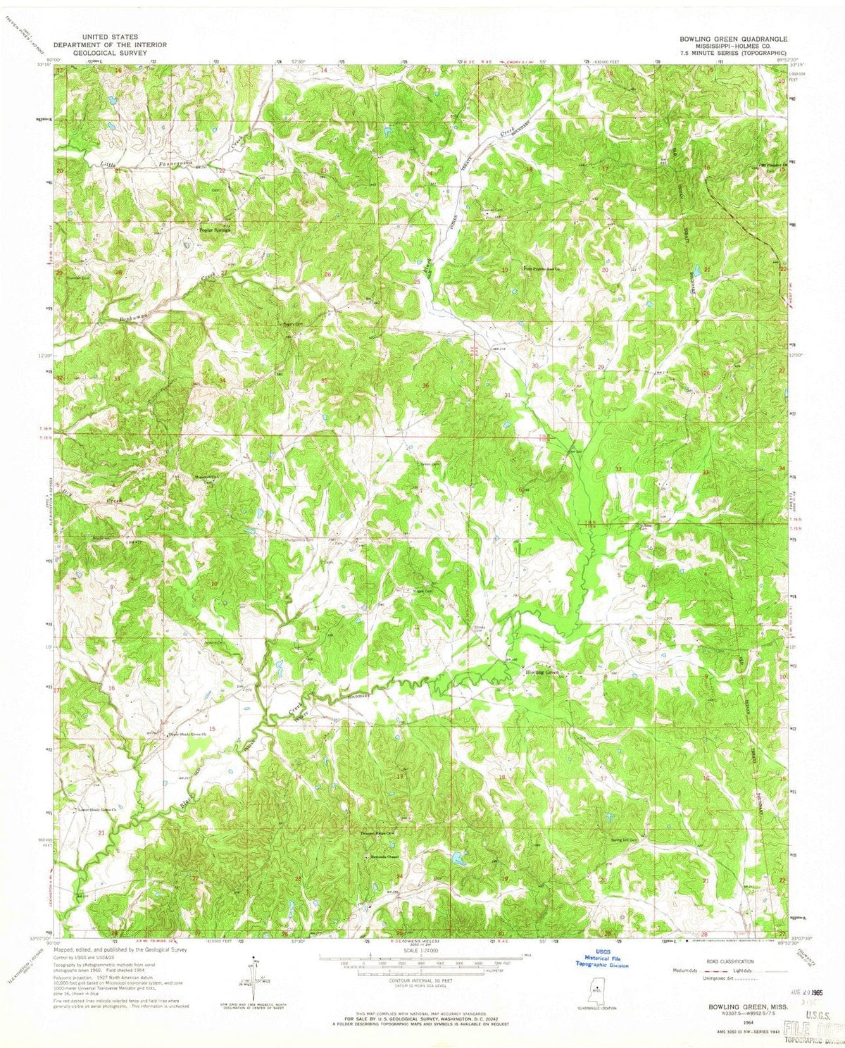 1964 Bowling Green, MS - Mississippi - USGS Topographic Map