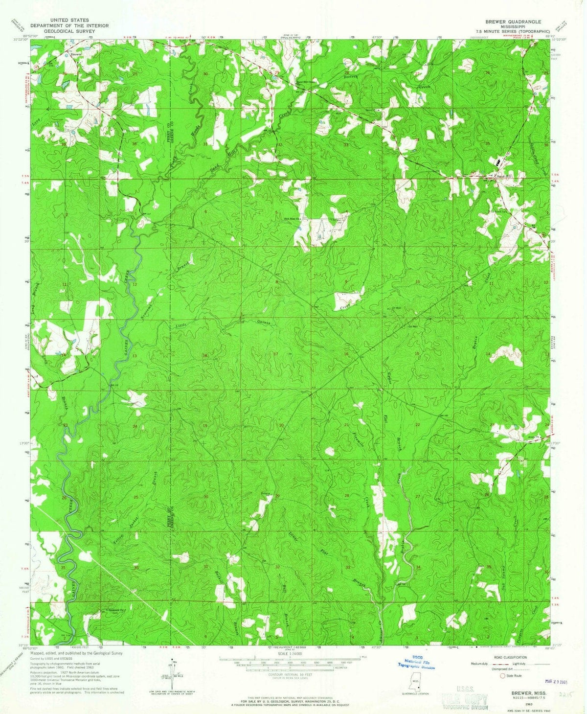 1963 Brewer, MS - Mississippi - USGS Topographic Map