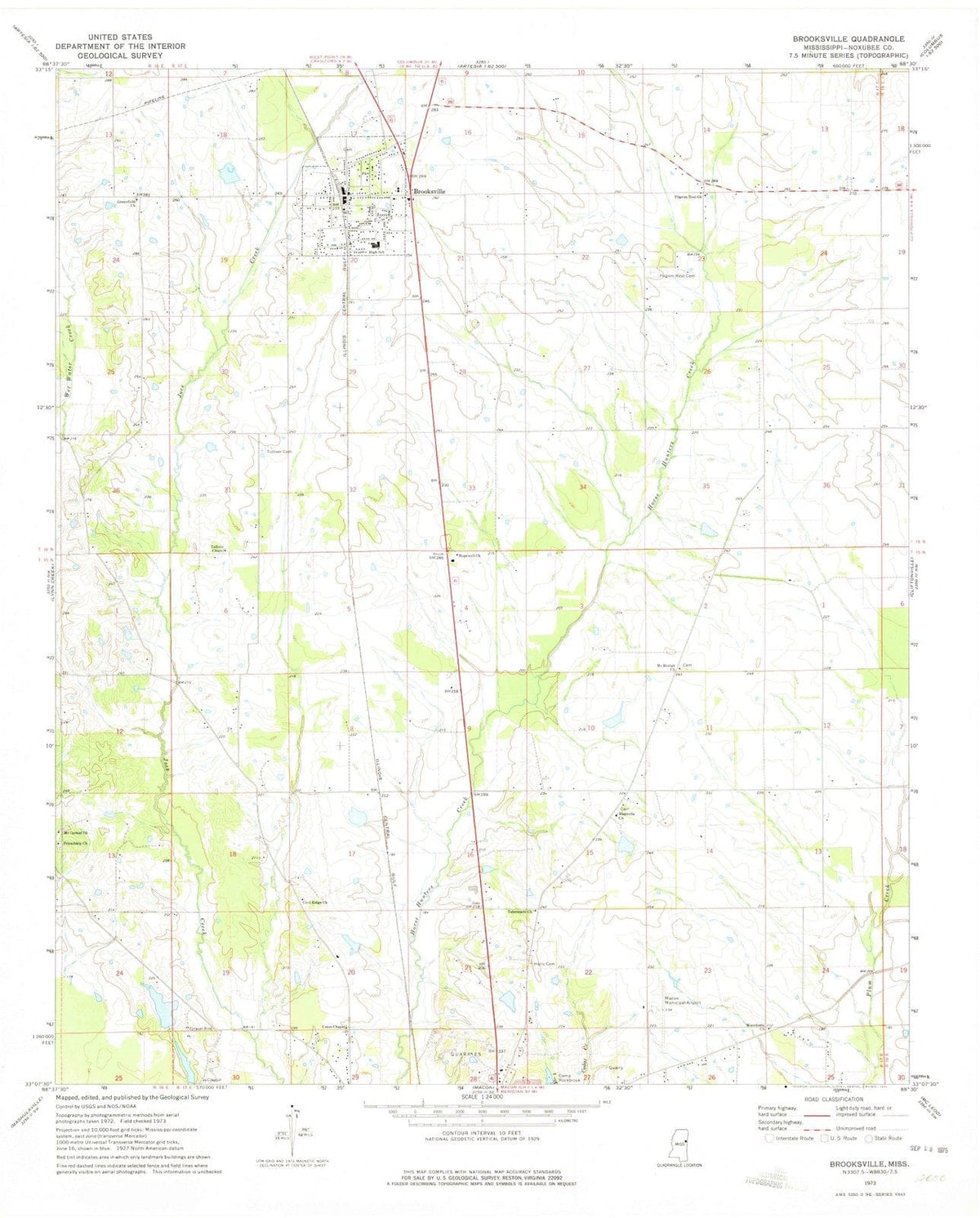1973 Brooksville, MS - Mississippi - USGS Topographic Map