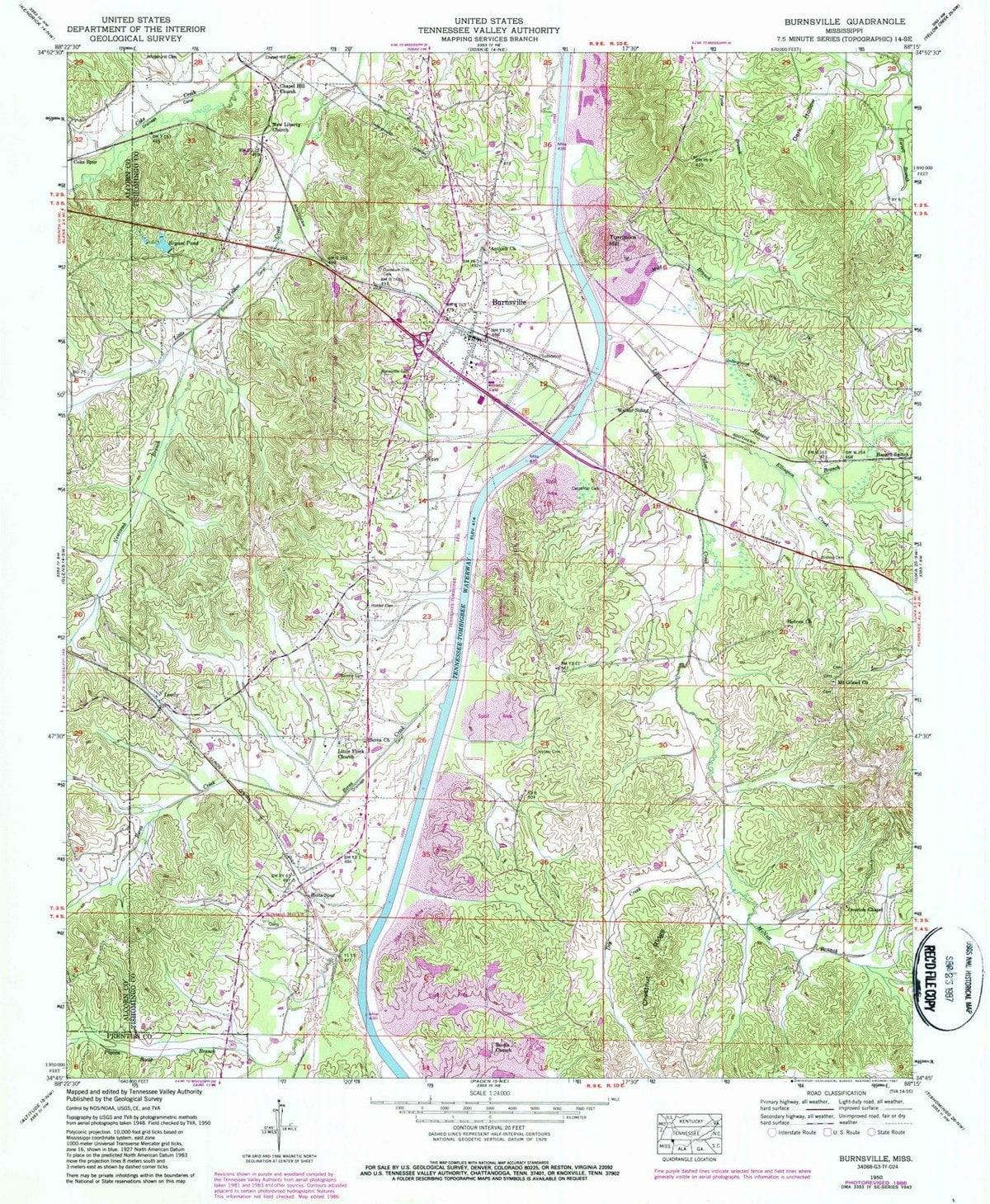 1950 Burnsville, MS - Mississippi - USGS Topographic Map