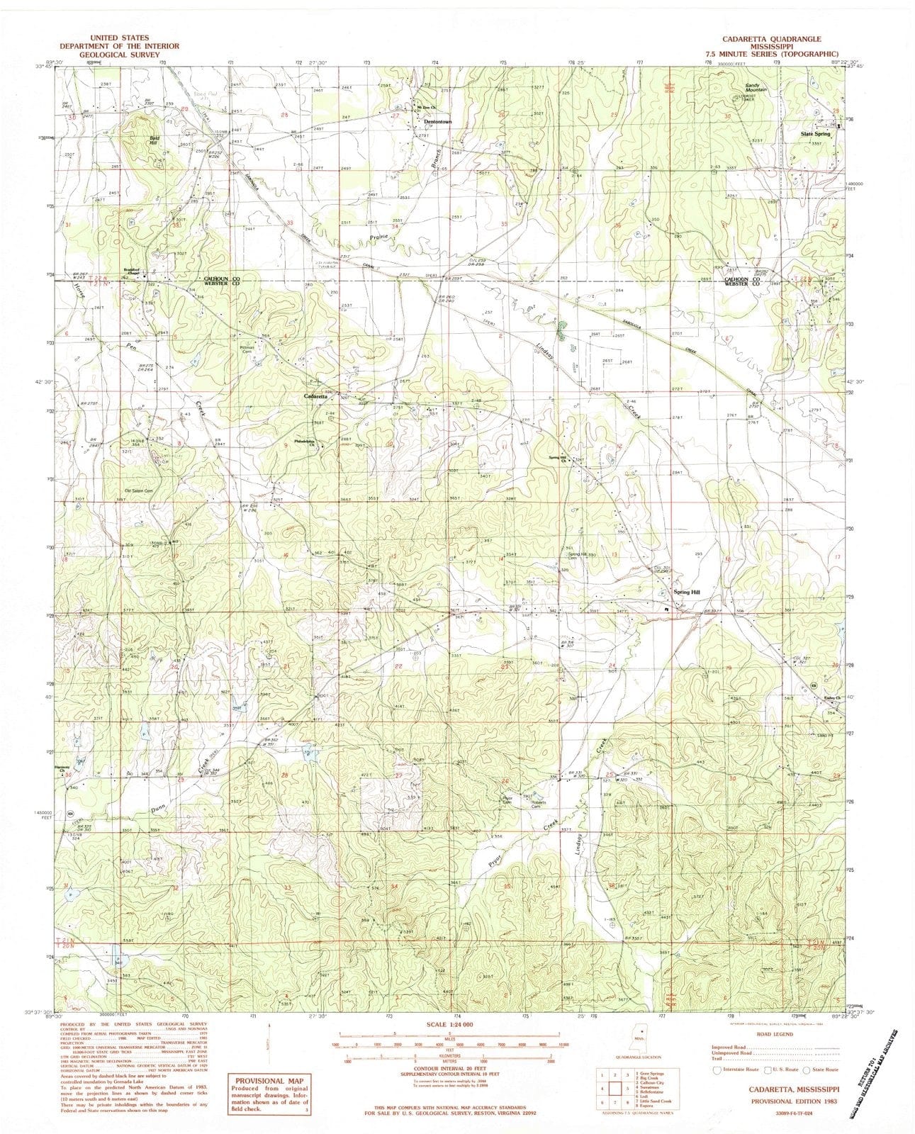1983 Cadaretta, MS - Mississippi - USGS Topographic Map