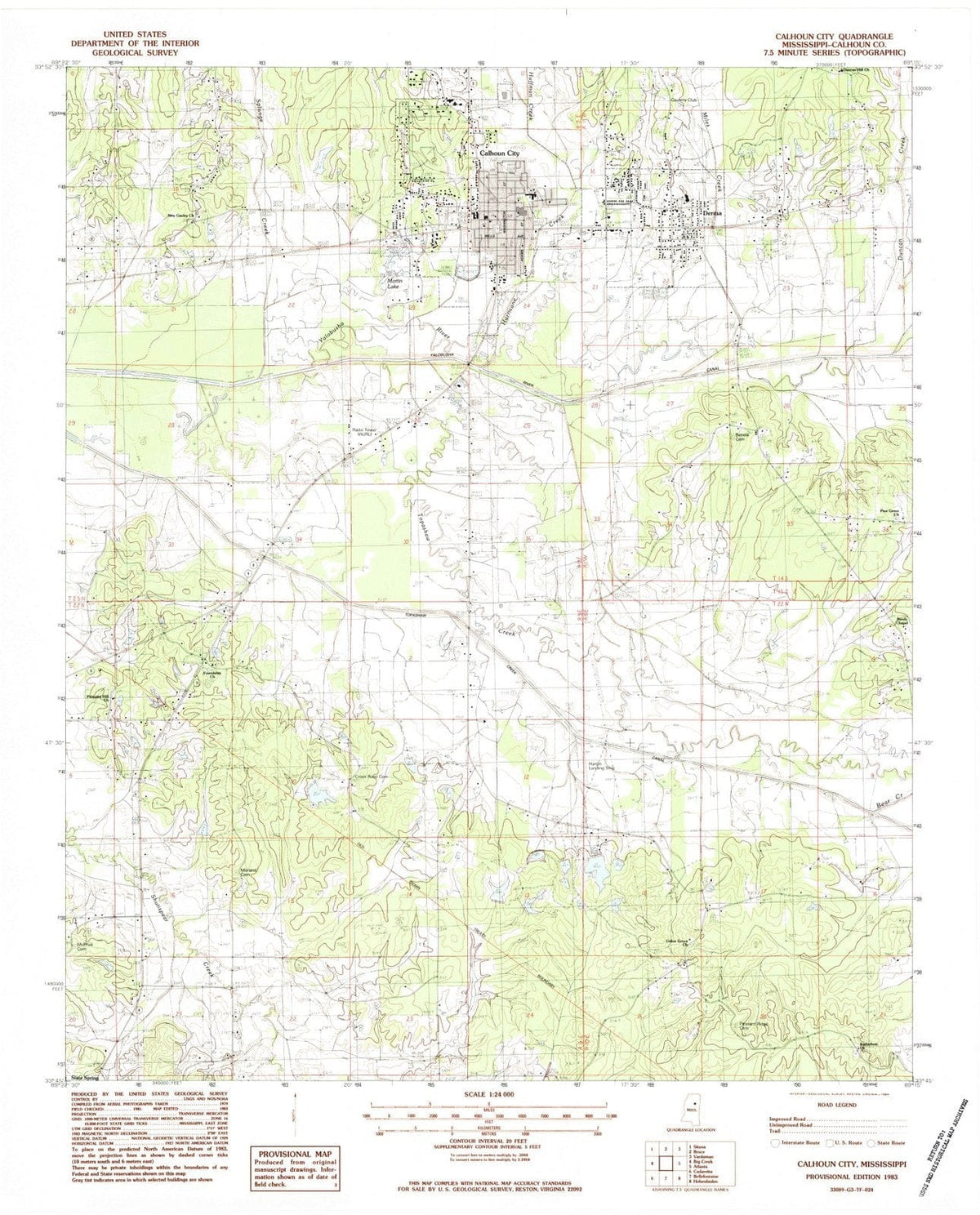 1983 Calhoun City, MS - Mississippi - USGS Topographic Map