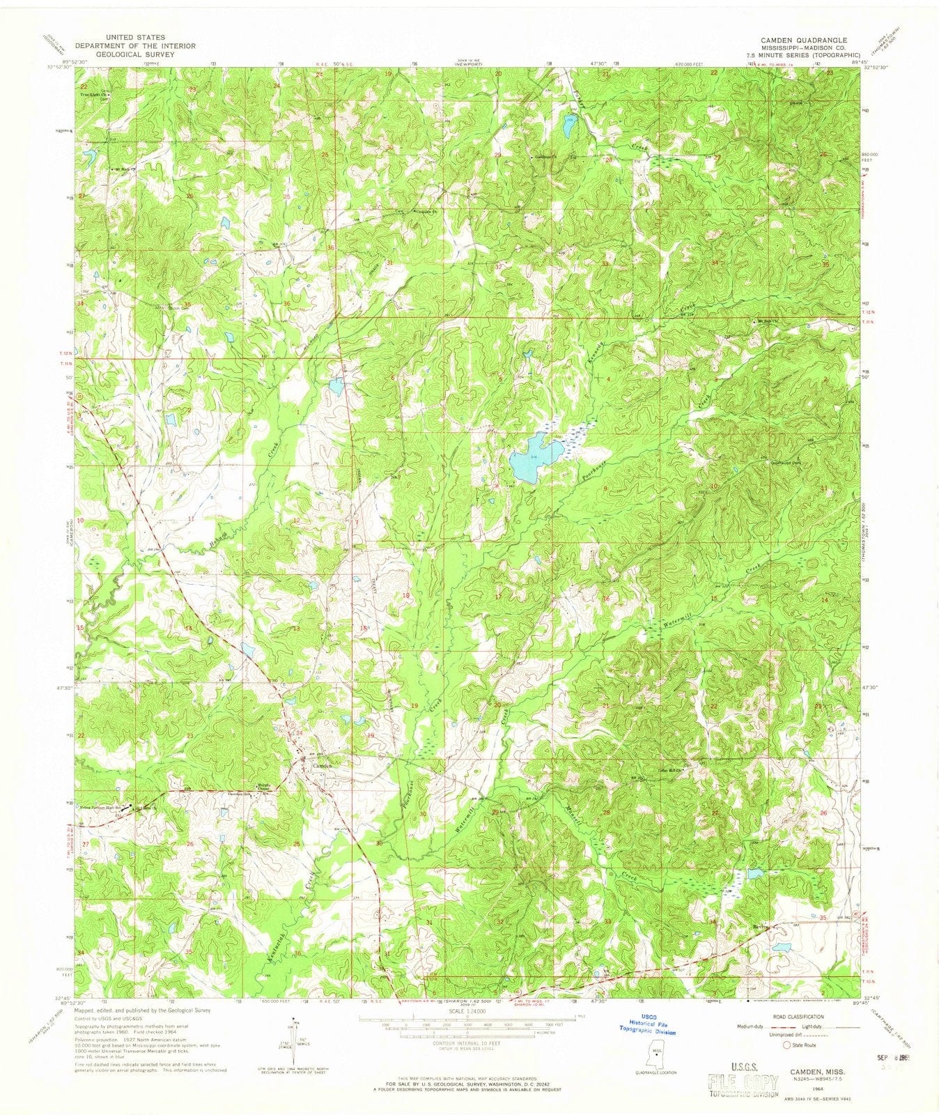 1964 Camden, MS - Mississippi - USGS Topographic Map