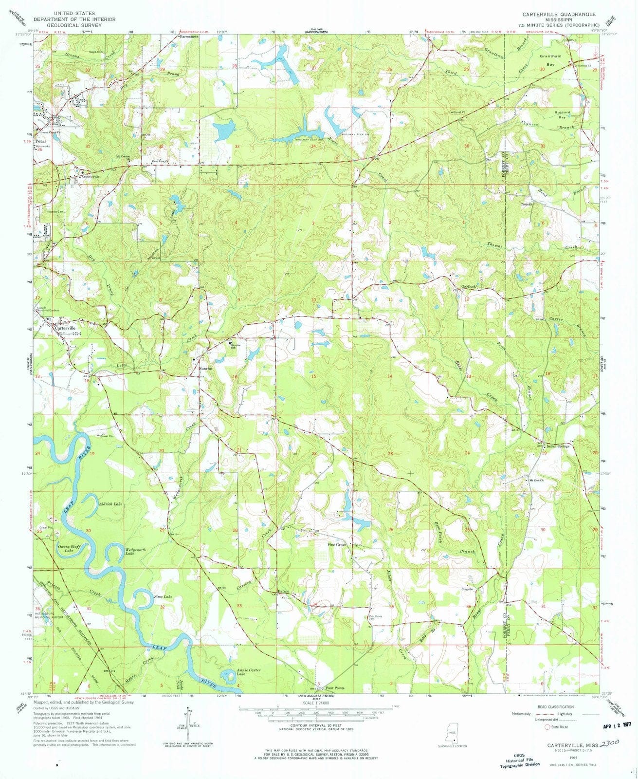 1964 Carterville, MS - Mississippi - USGS Topographic Map