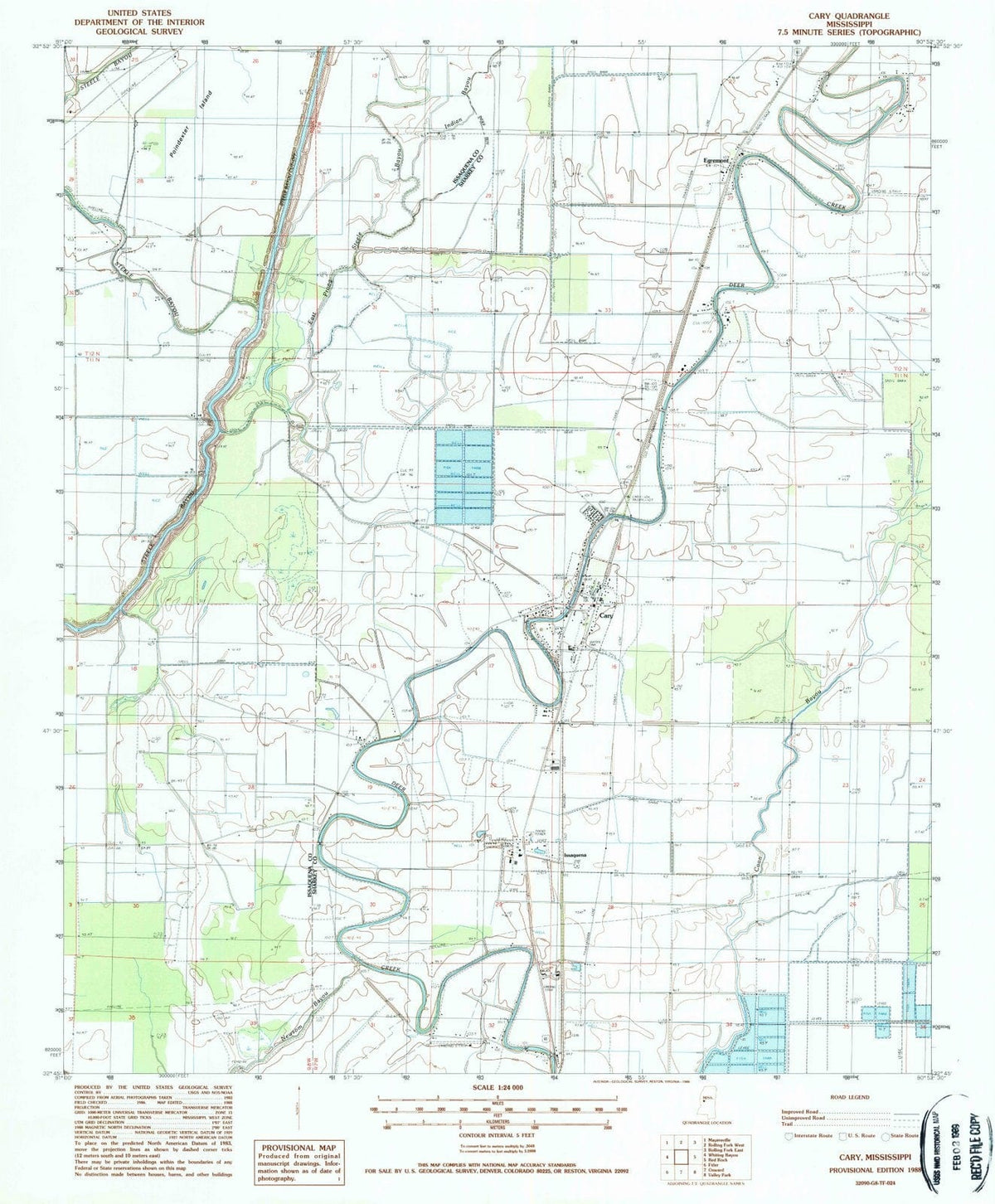 1988 Cary, MS - Mississippi - USGS Topographic Map