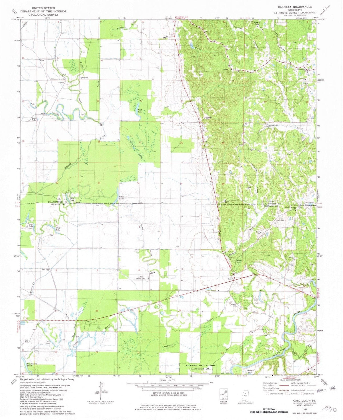1981 Cascilla, MS - Mississippi - USGS Topographic Map