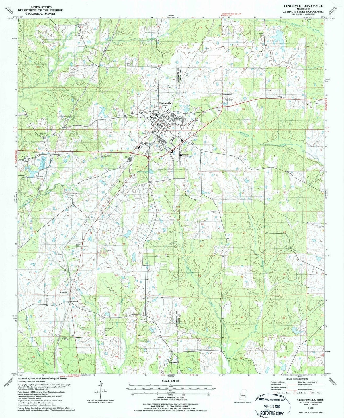 1988 Centreville, MS - Mississippi - USGS Topographic Map