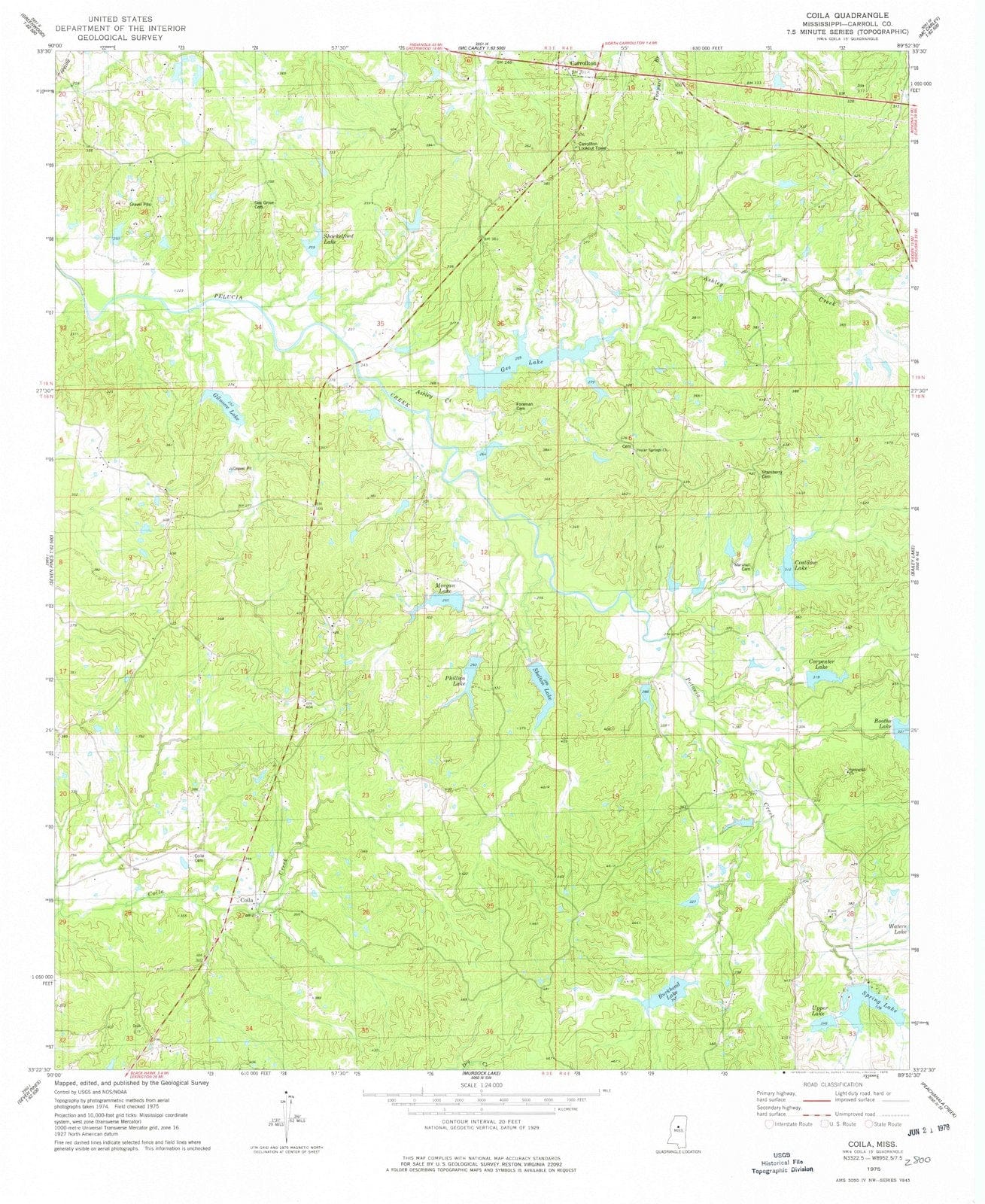 1975 Coila, MS - Mississippi - USGS Topographic Map
