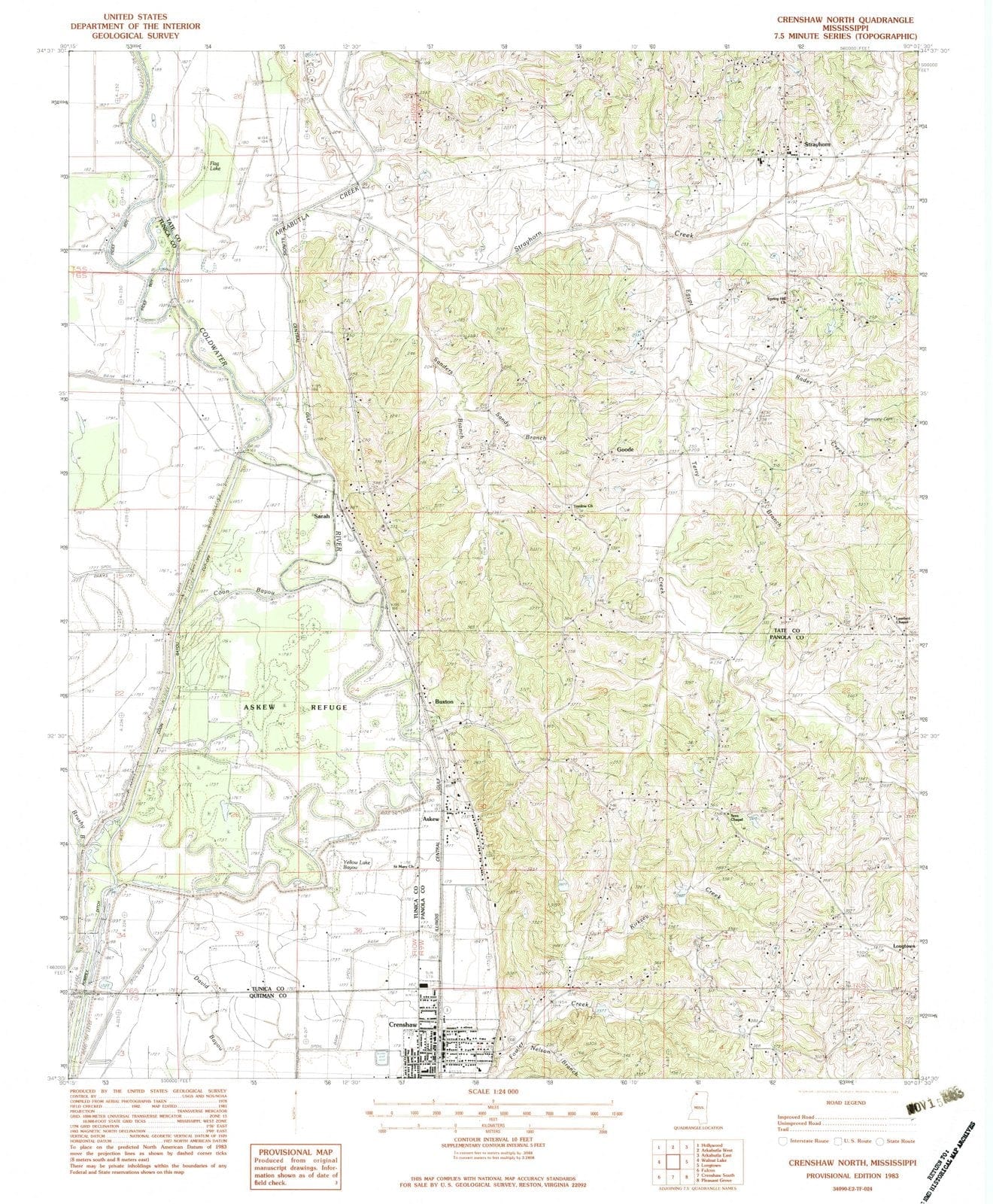 1983 Crenshaw North, MS - Mississippi - USGS Topographic Map
