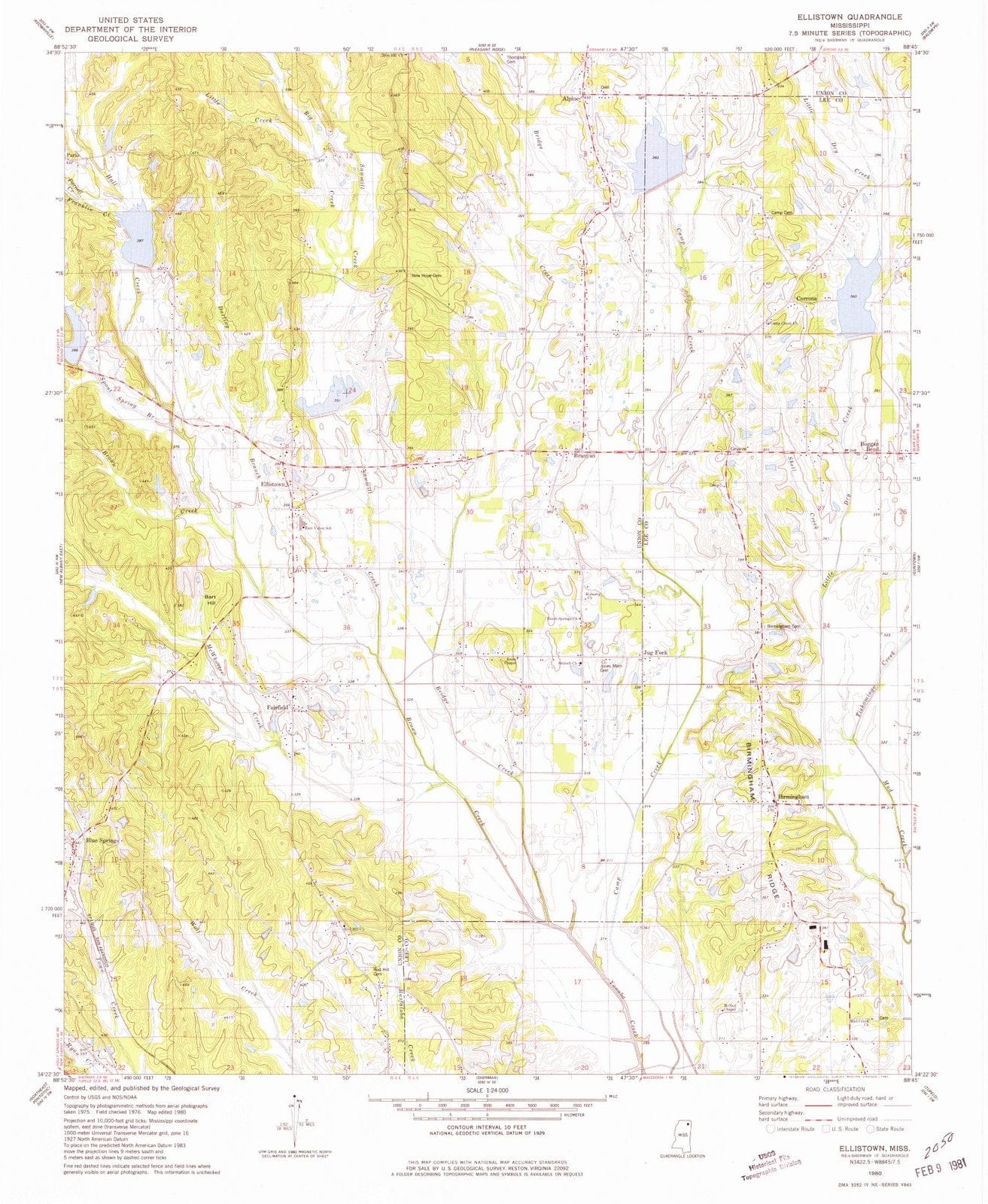 1980 Ellistown, MS - Mississippi - USGS Topographic Map