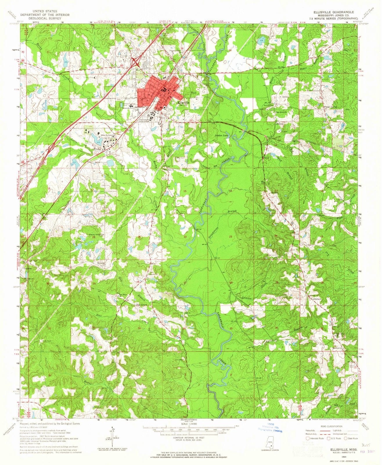 1964 Ellisville, MS - Mississippi - USGS Topographic Map
