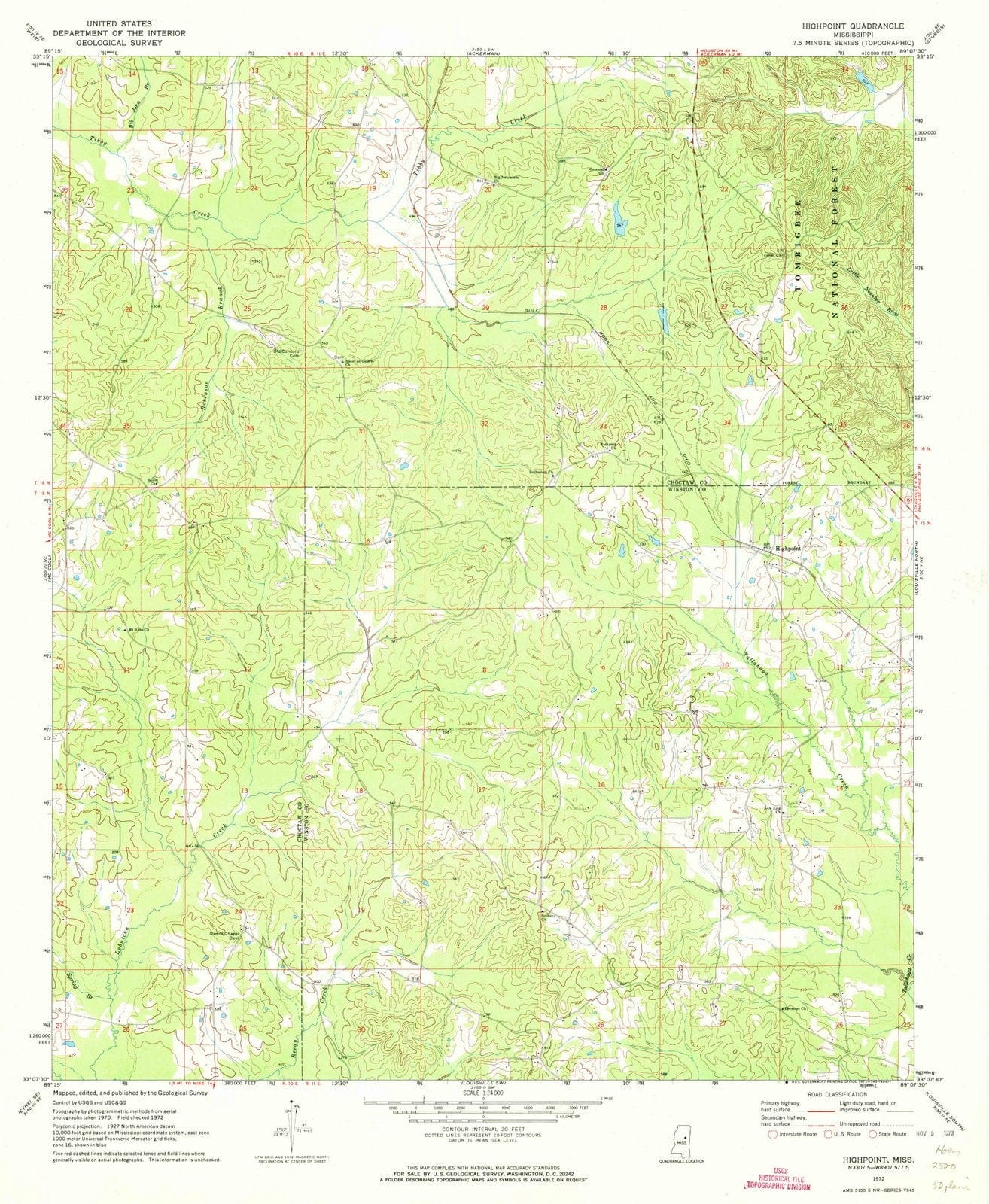 1972 Highpoint, MS - Mississippi - USGS Topographic Map