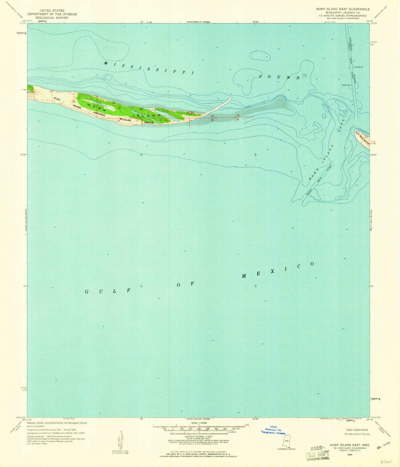 1960 Horn Island East, MS - Mississippi - USGS Topographic Map