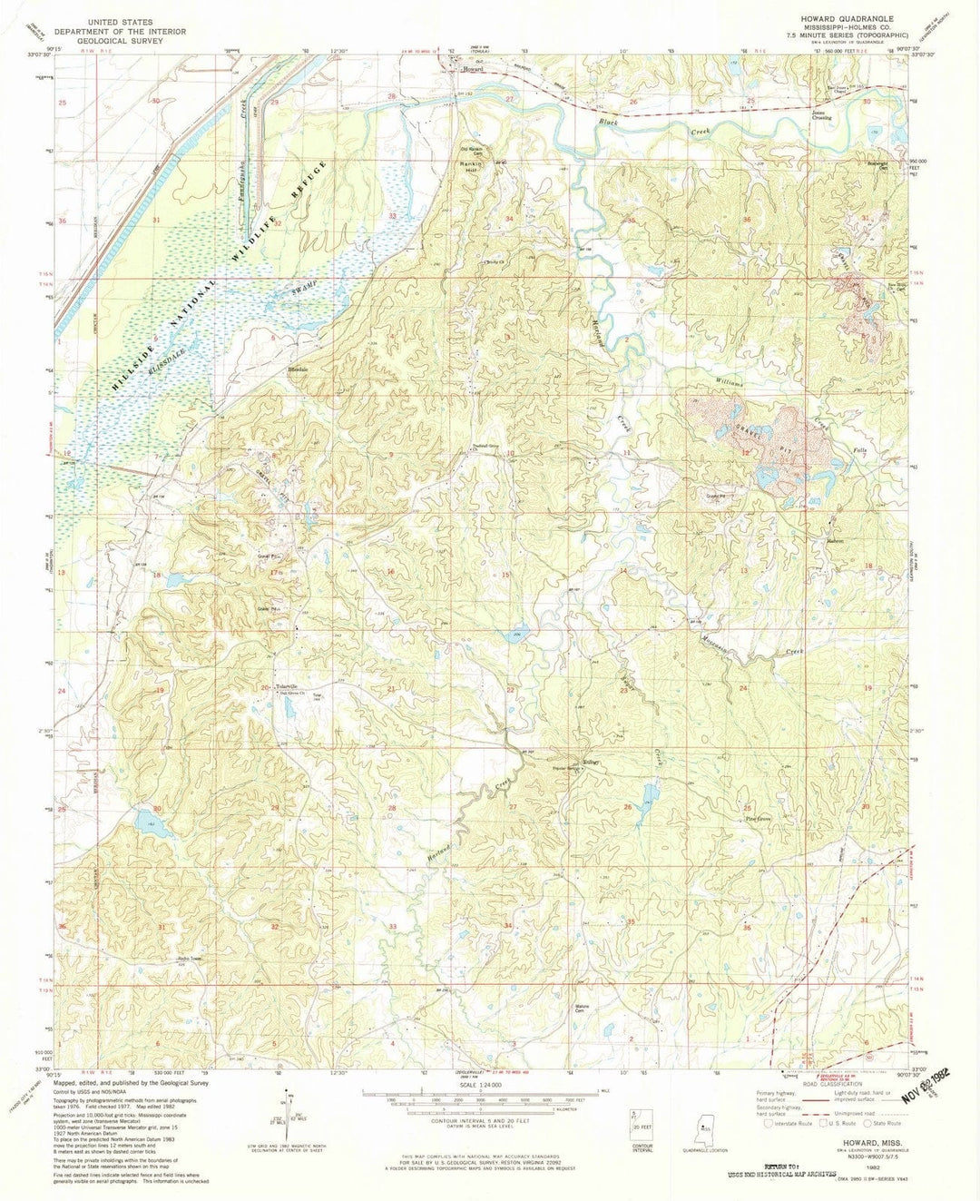 1982 Howard, MS - Mississippi - USGS Topographic Map