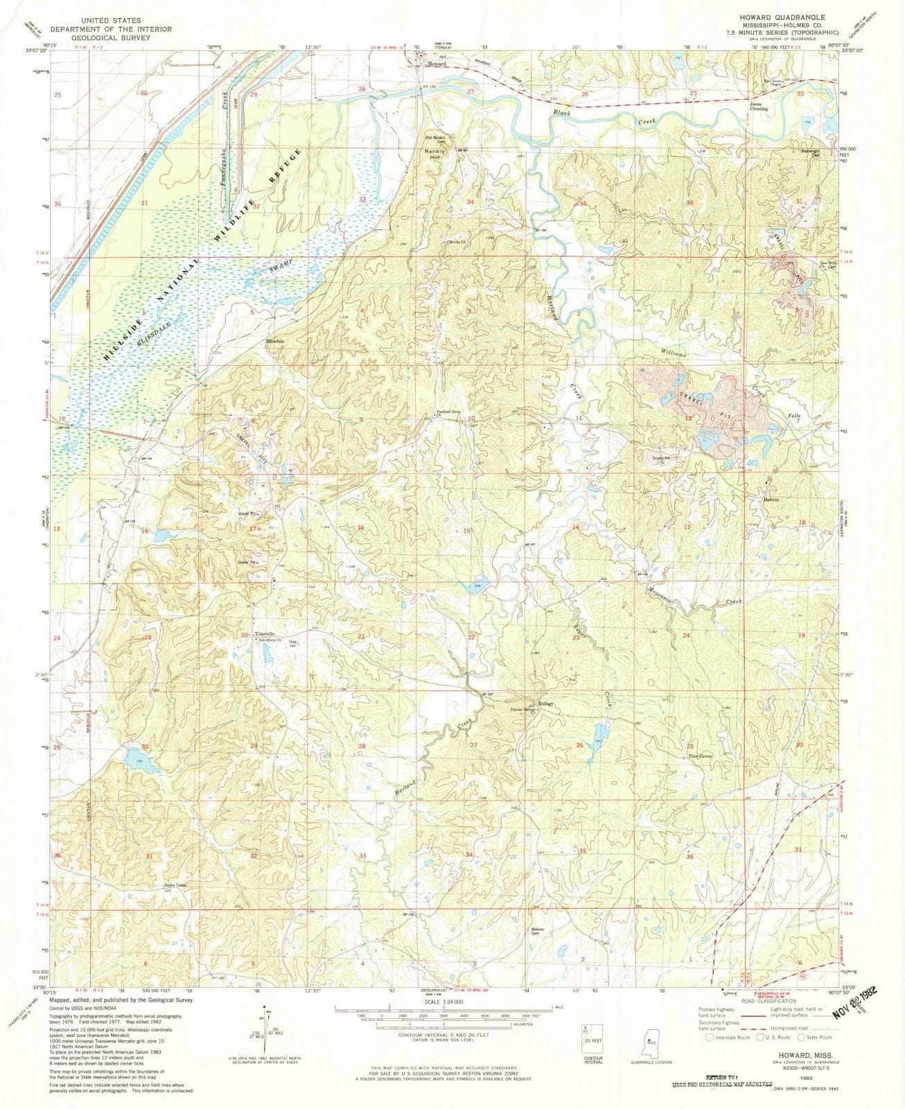1982 Howard, MS - Mississippi - USGS Topographic Map