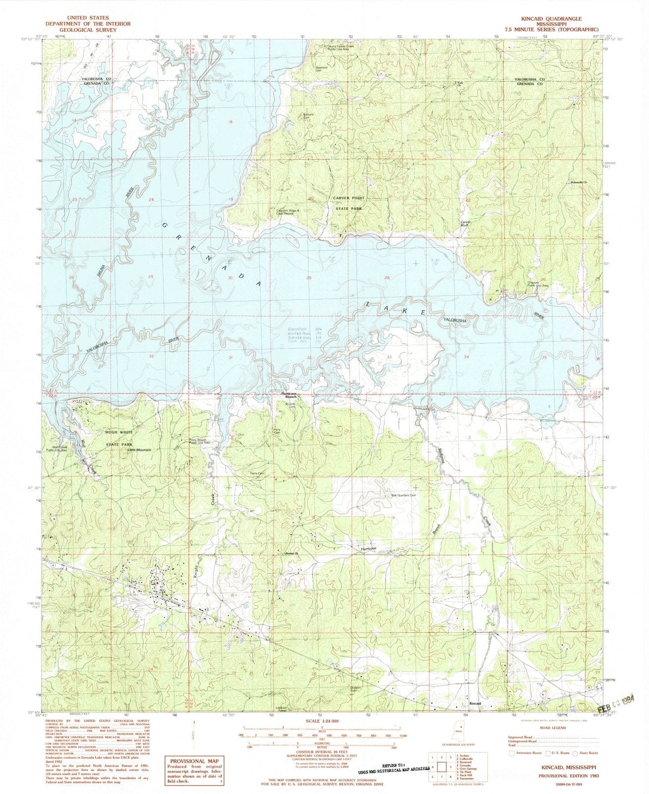 1983 Kincaid, MS - Mississippi - USGS Topographic Map