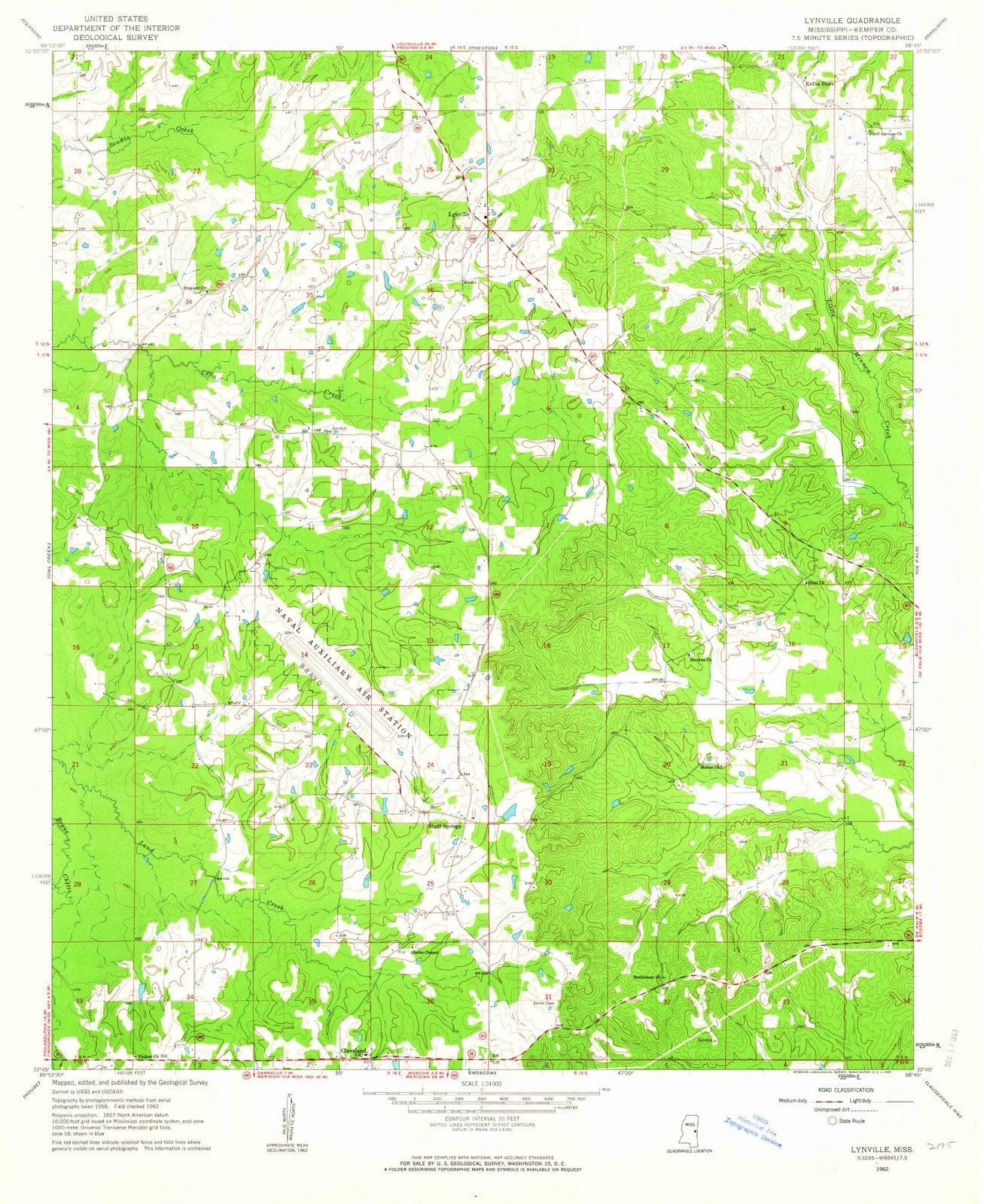 1962 Lynville, MS - Mississippi - USGS Topographic Map