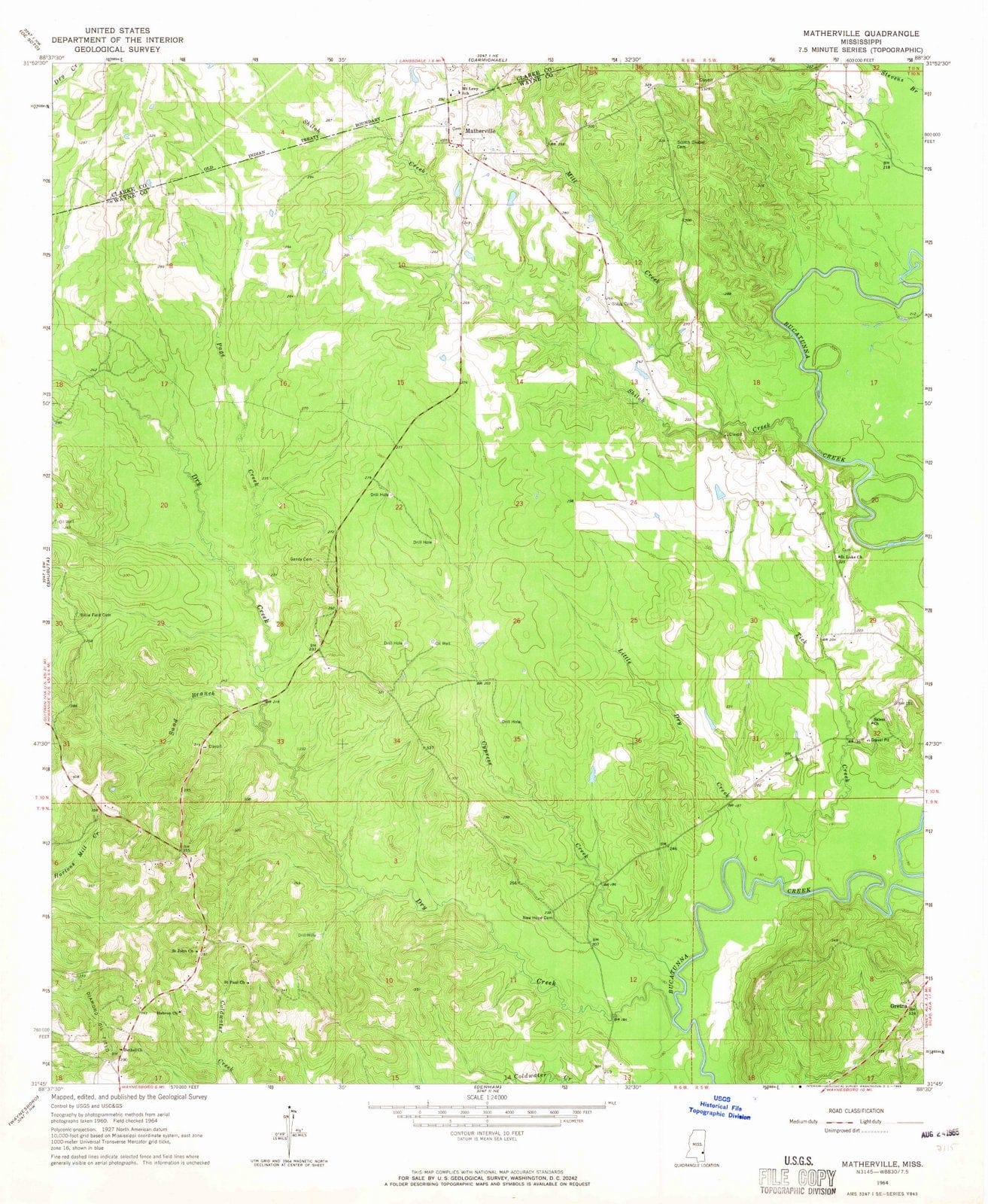 1964 Matherville, MS - Mississippi - USGS Topographic Map