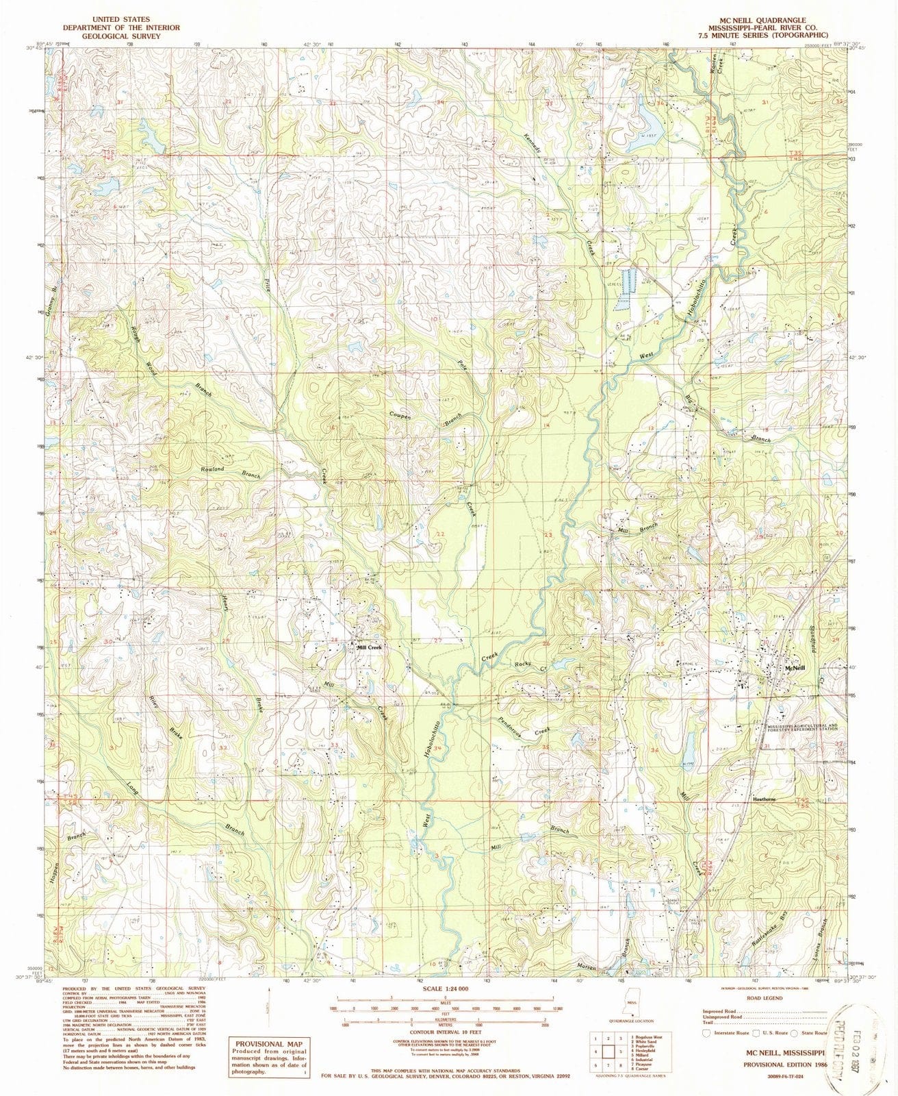 1986 McNeill, MS - Mississippi - USGS Topographic Map