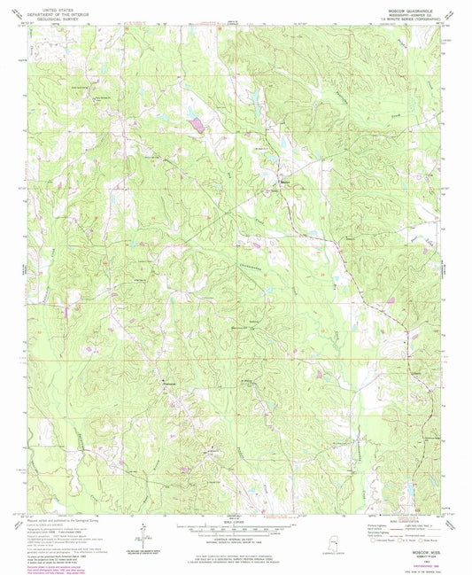 1962 Moscow, MS - Mississippi - USGS Topographic Map