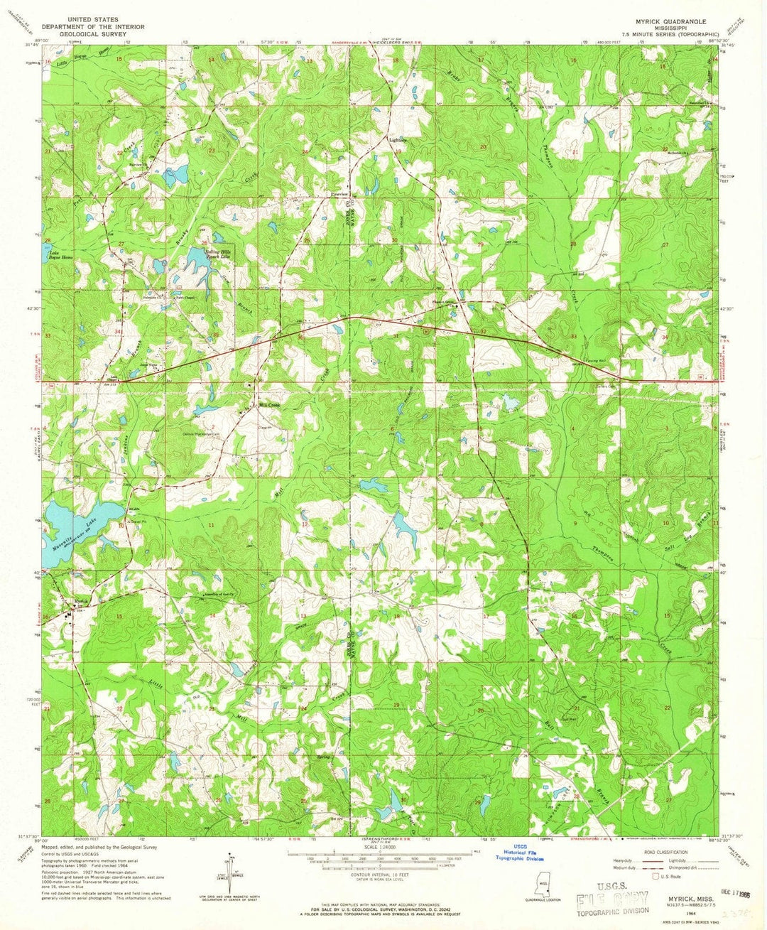 1964 Myrick, MS - Mississippi - USGS Topographic Map