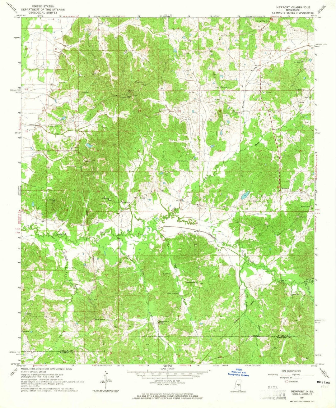 1964 Newport, MS - Mississippi - USGS Topographic Map