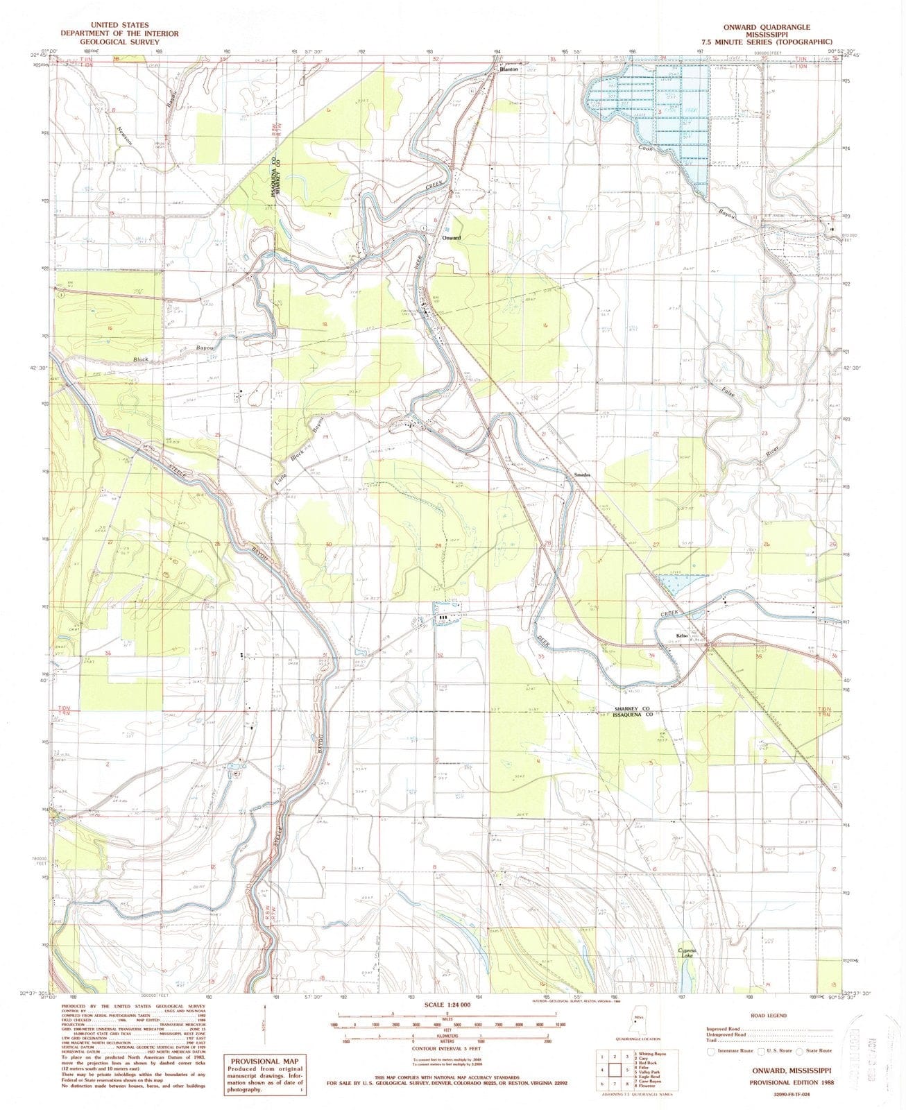1988 Onward, MS - Mississippi - USGS Topographic Map