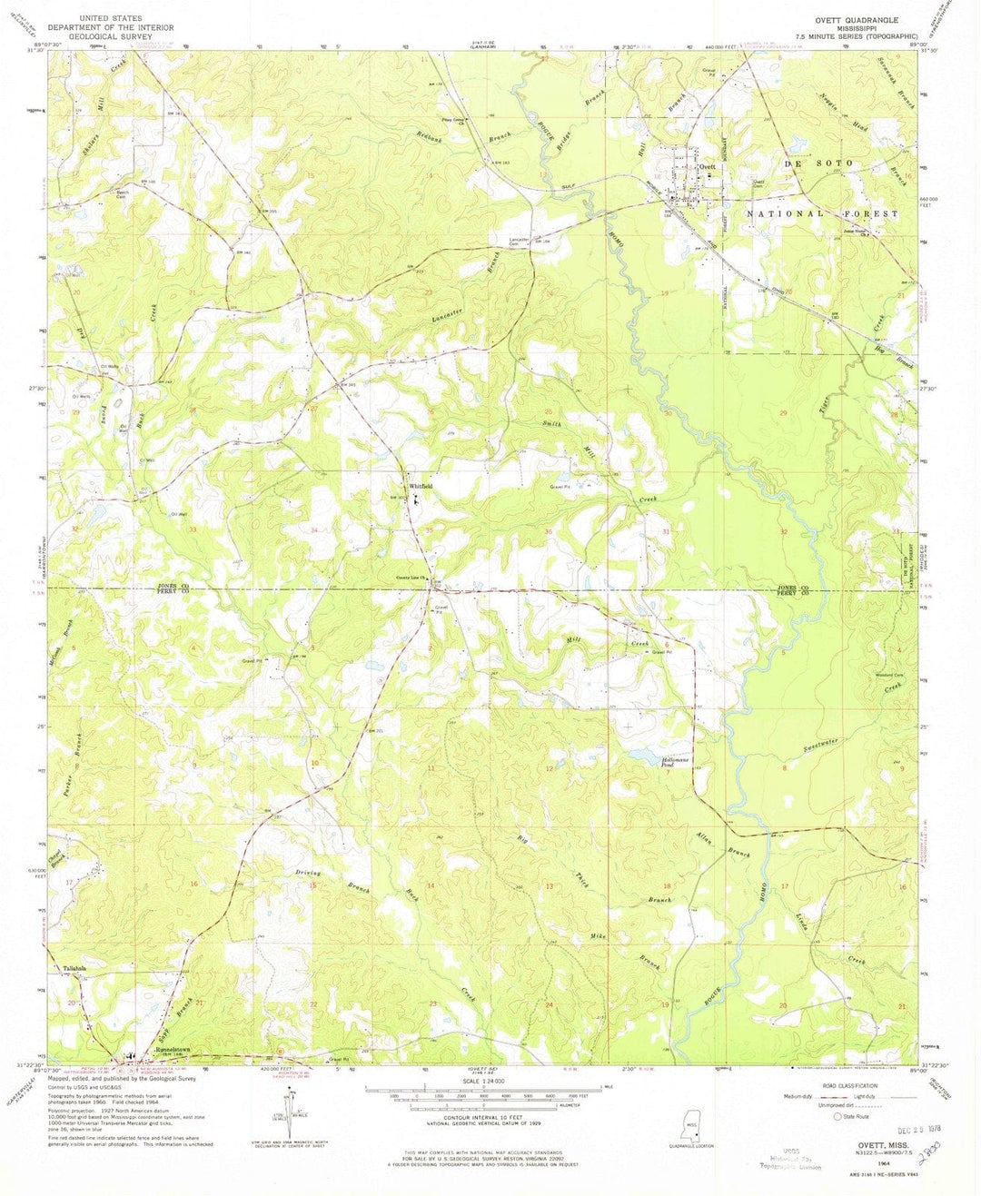 1964 Ovett, MS - Mississippi - USGS Topographic Map