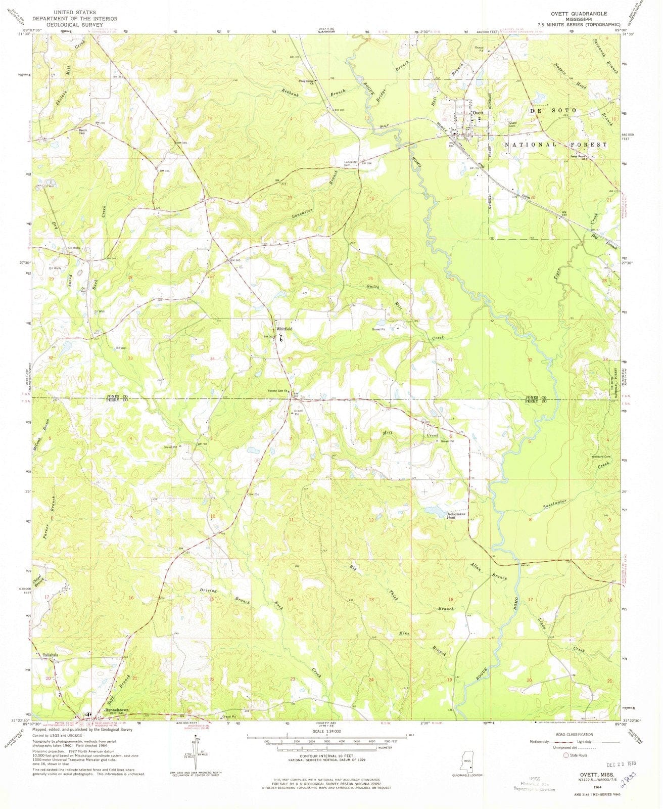 1964 Ovett, MS - Mississippi - USGS Topographic Map
