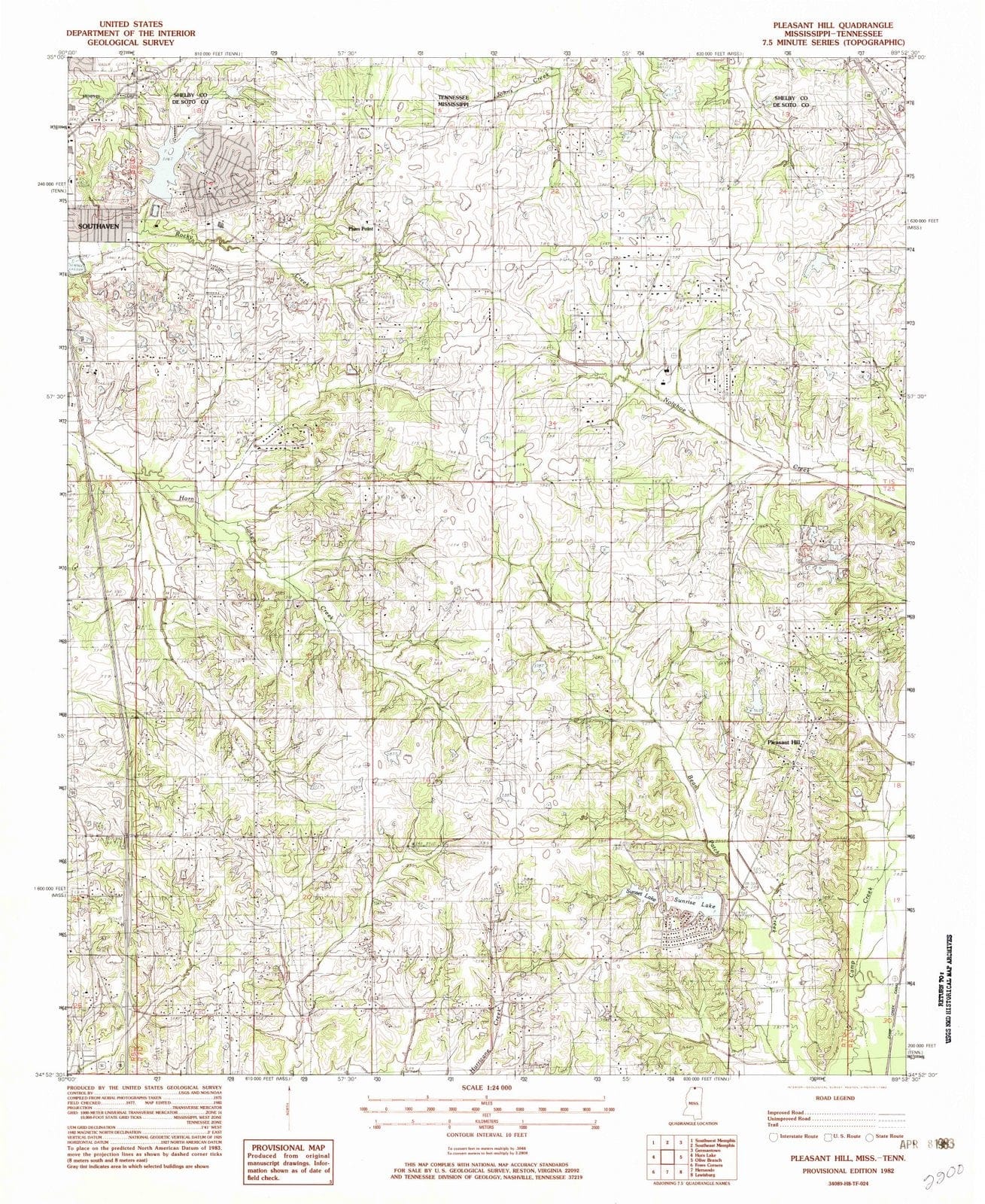 1982 Pleasant Hill, MS - Mississippi - USGS Topographic Map