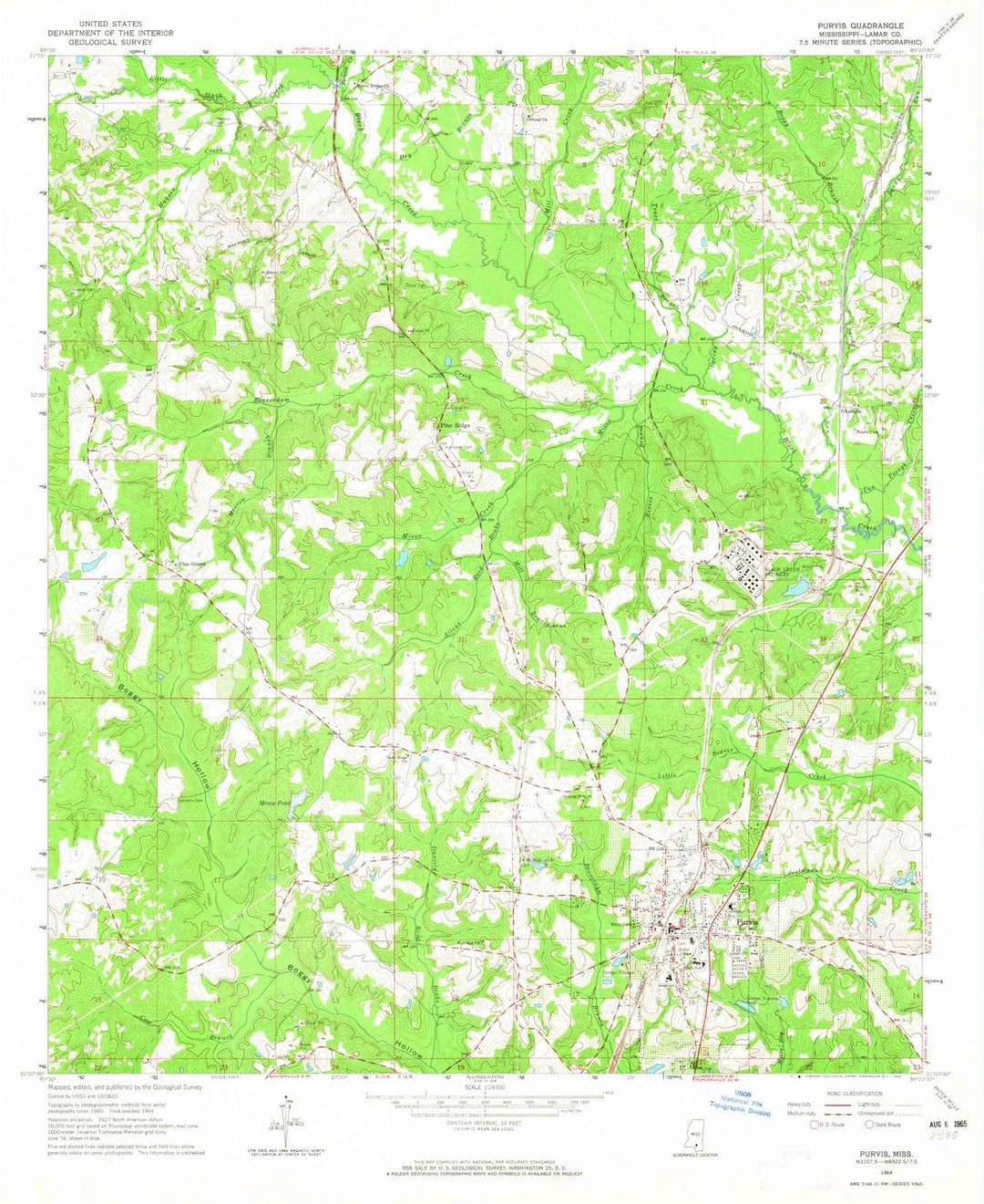 1964 Purvis, MS - Mississippi - USGS Topographic Map