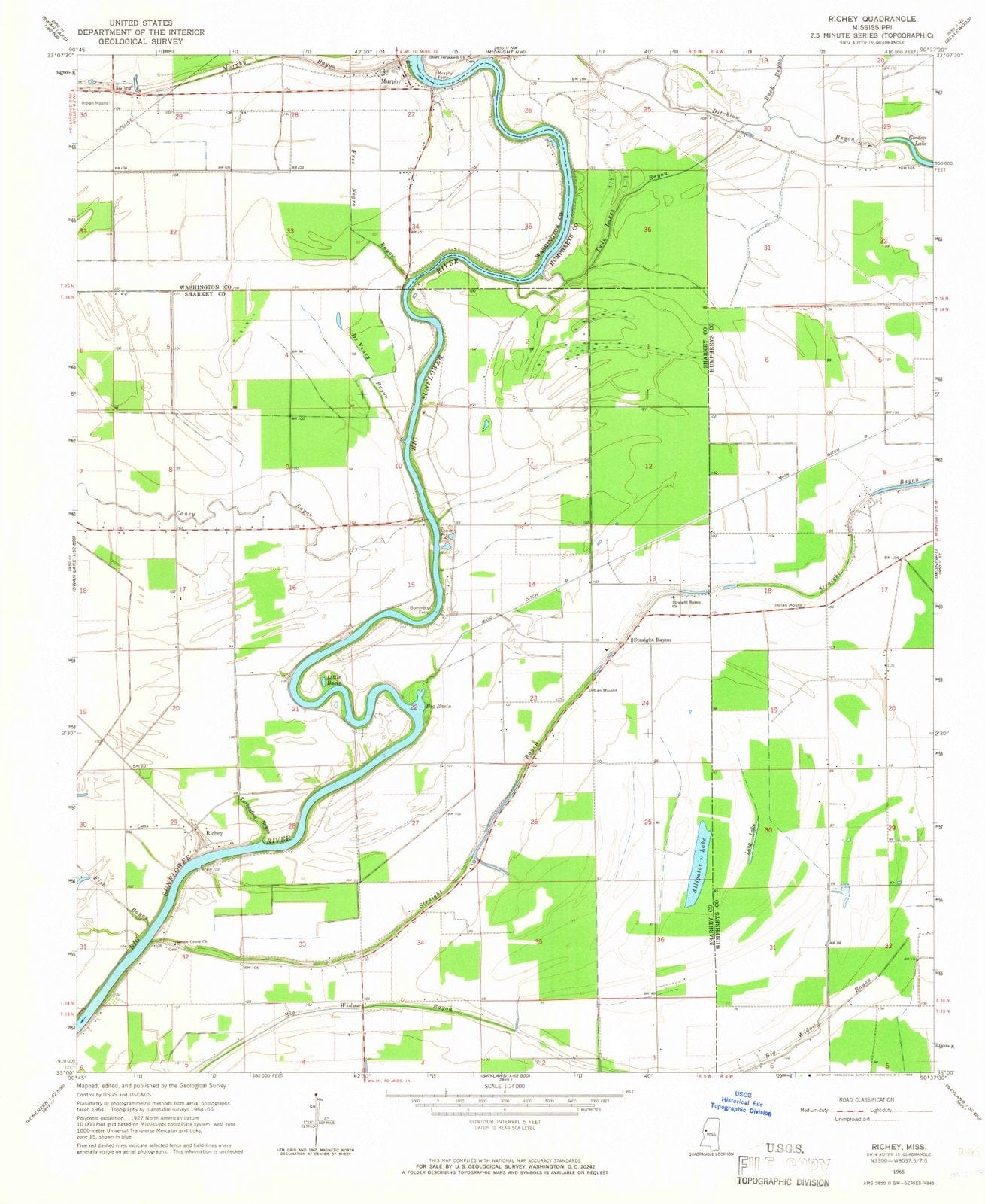 1965 Richey, MS - Mississippi - USGS Topographic Map